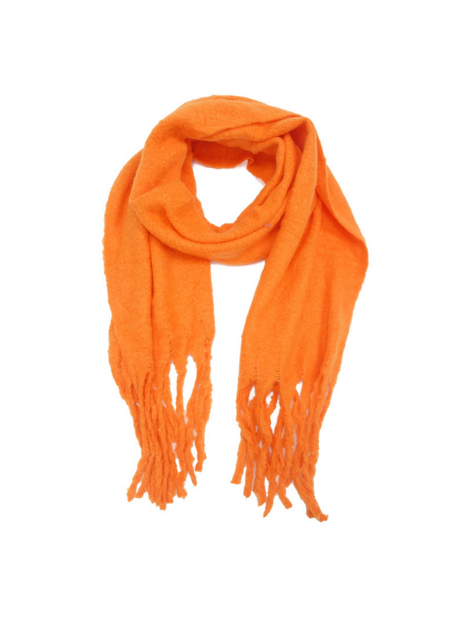 Écharpe recyclée orange avec franges