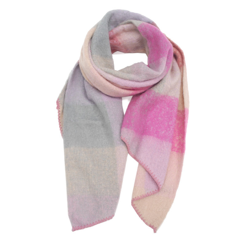 Echarpe à carreaux rose fuchsia et lilas