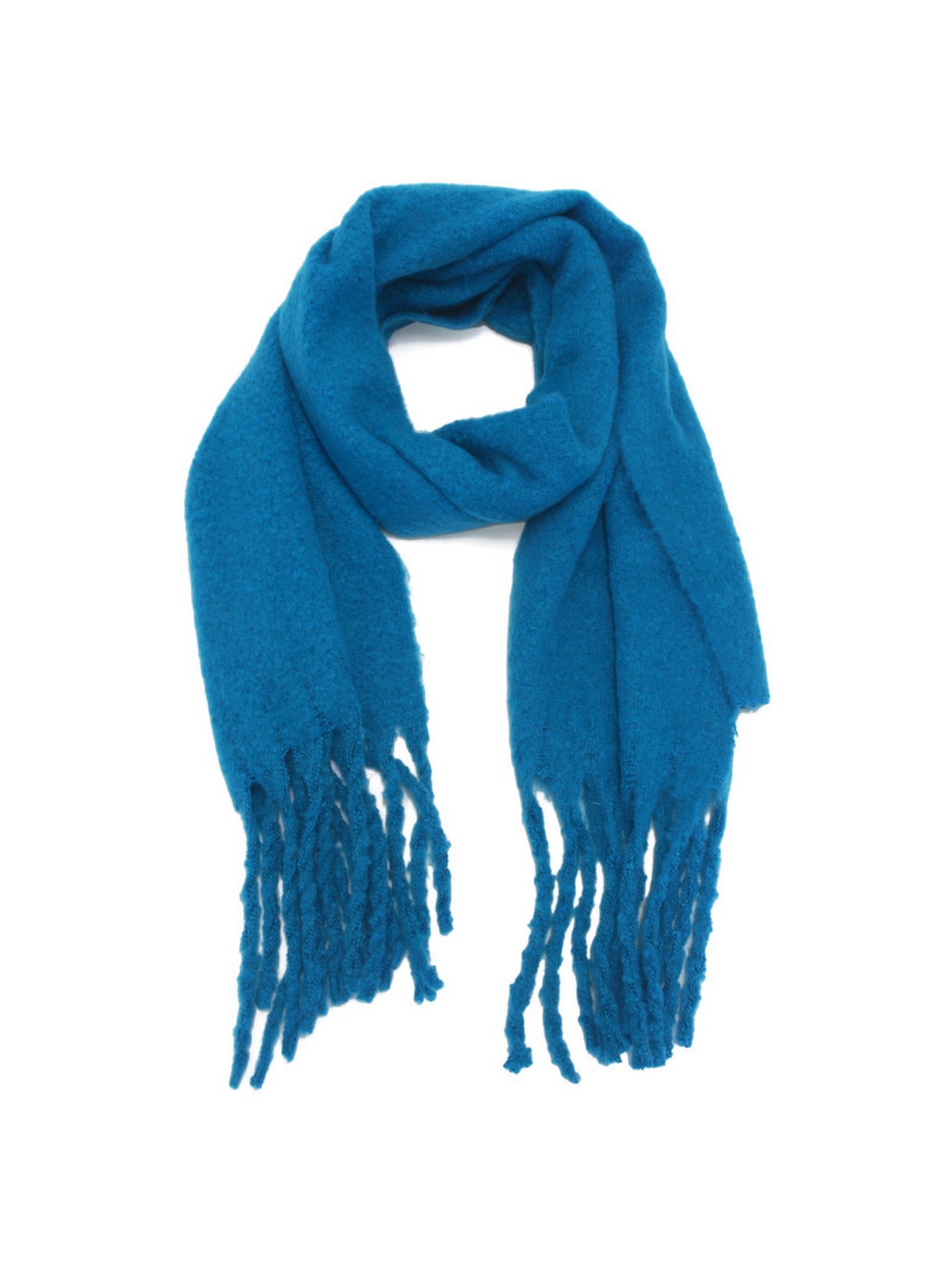 Écharpe recyclée bleu sarcelle avec franges