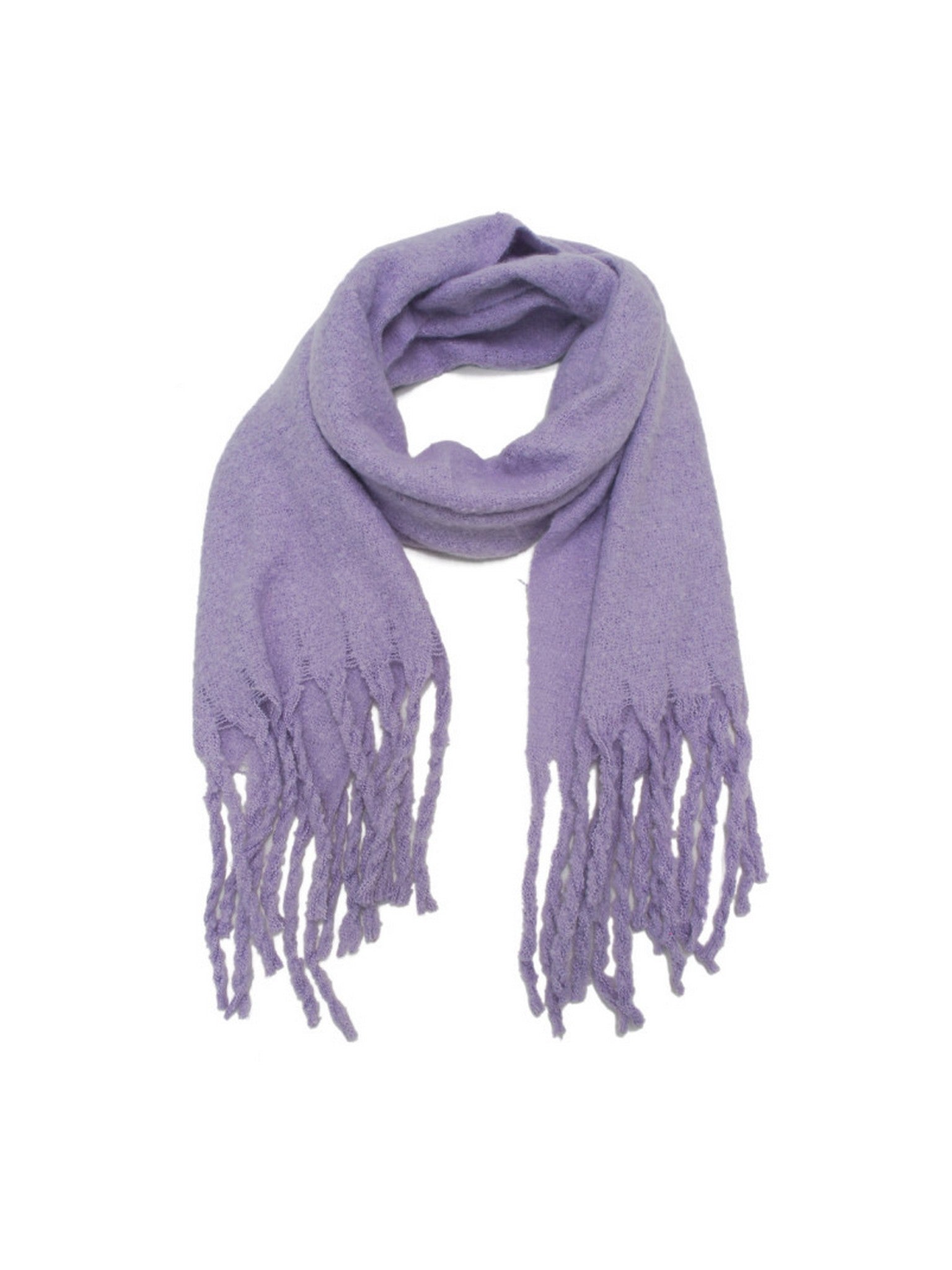Écharpe recyclée lilas avec franges