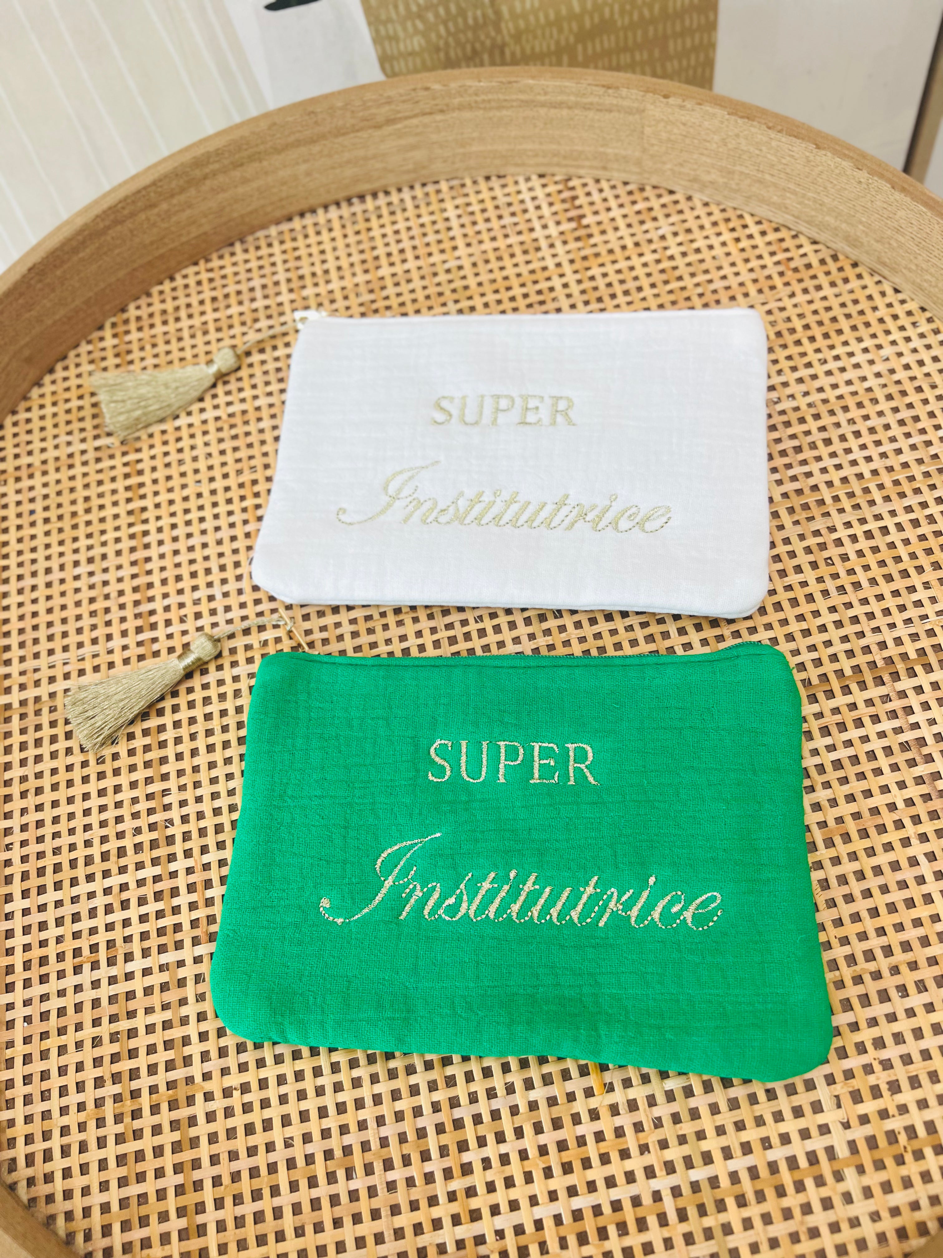 SUPER INSTITUTRICE Beutel weiß