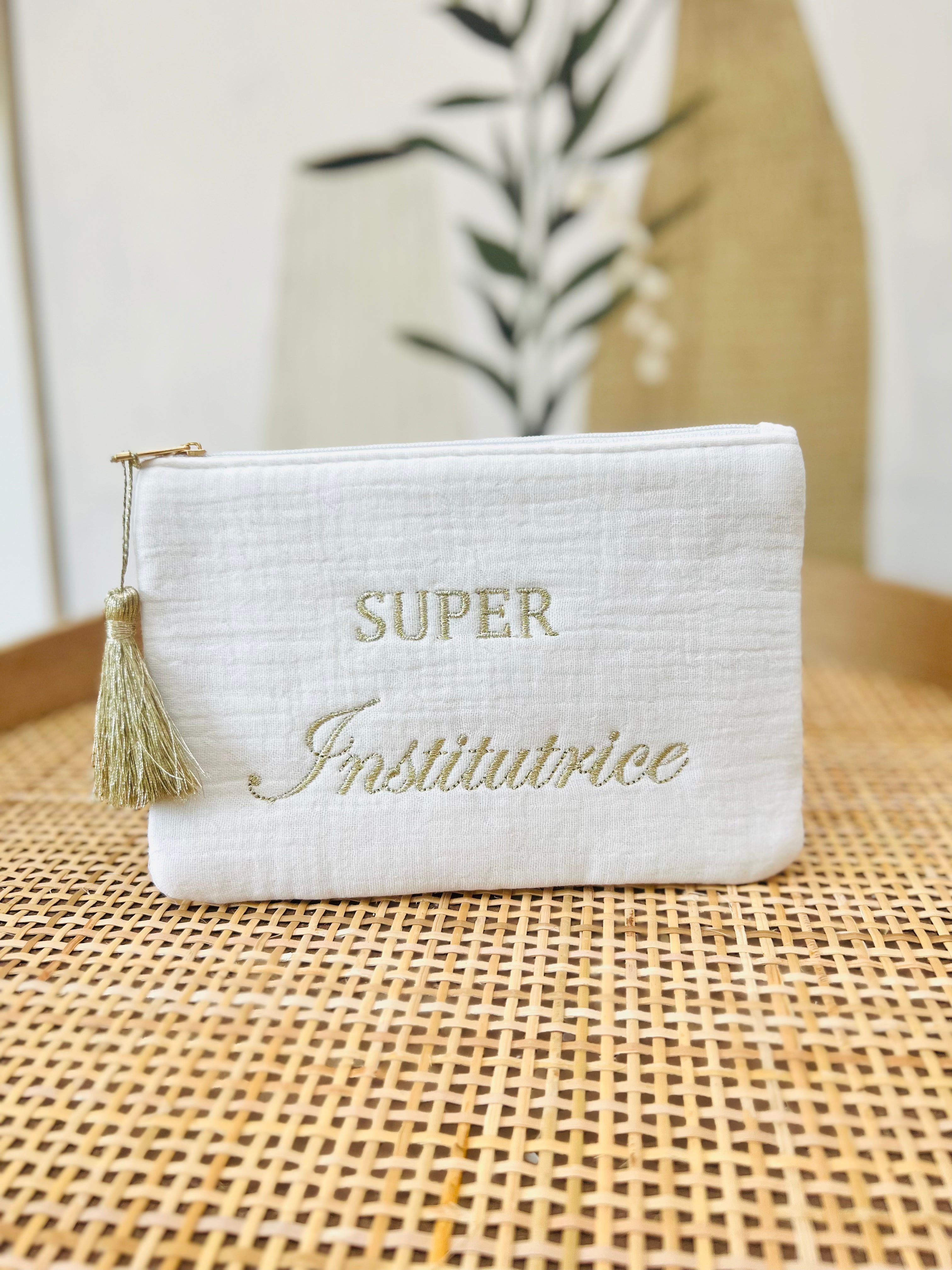 SUPER INSTITUTRICE Beutel weiß