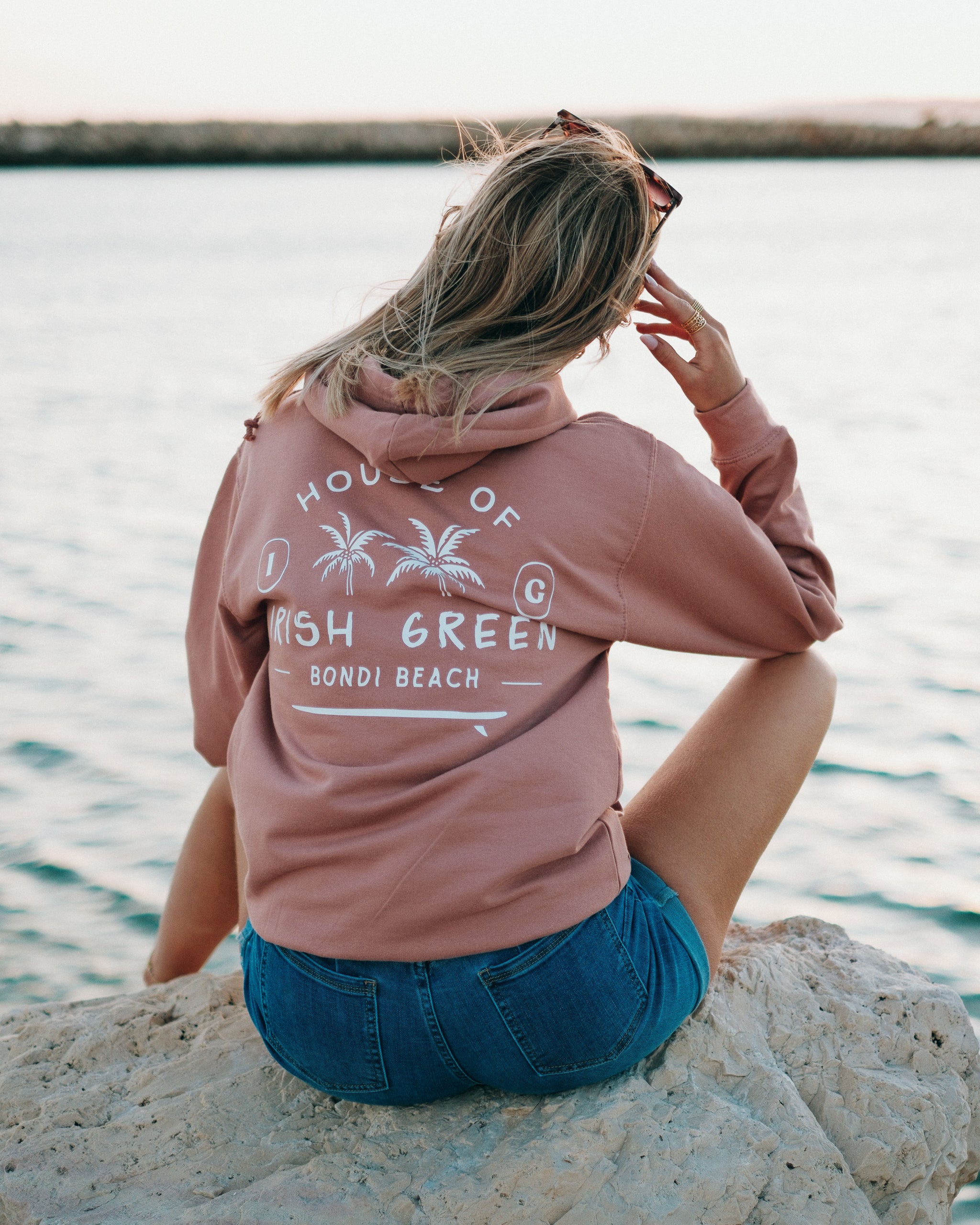 Sweat hoodie BONDI BEACH vieux rose