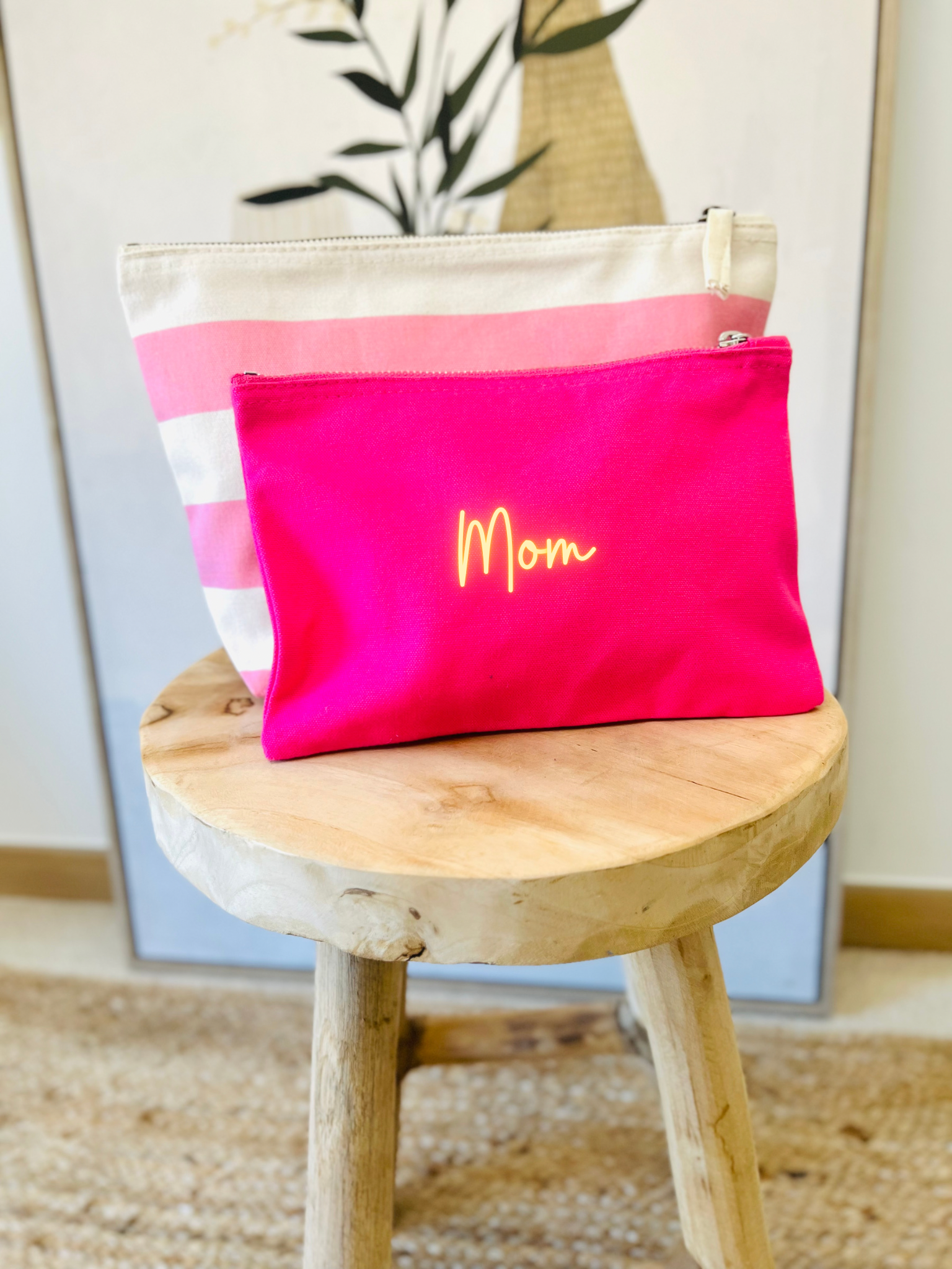 Fuchsiarosa Beutel zum Personalisieren