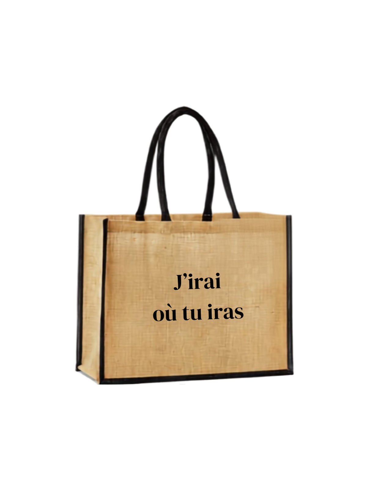 Cabas en toile de jute J'IRAI OU TU IRAS