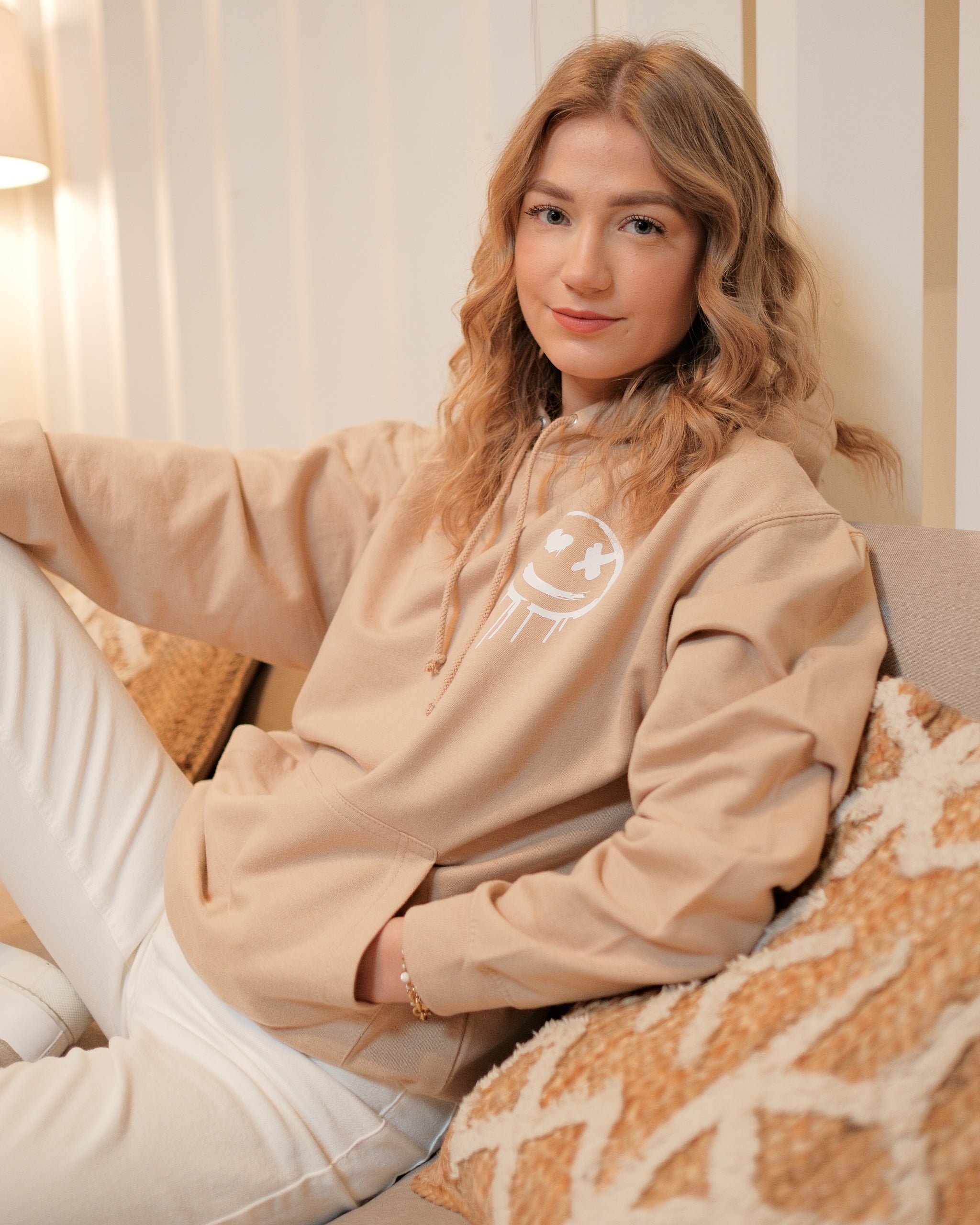 Sweat hoodie SMILE beige