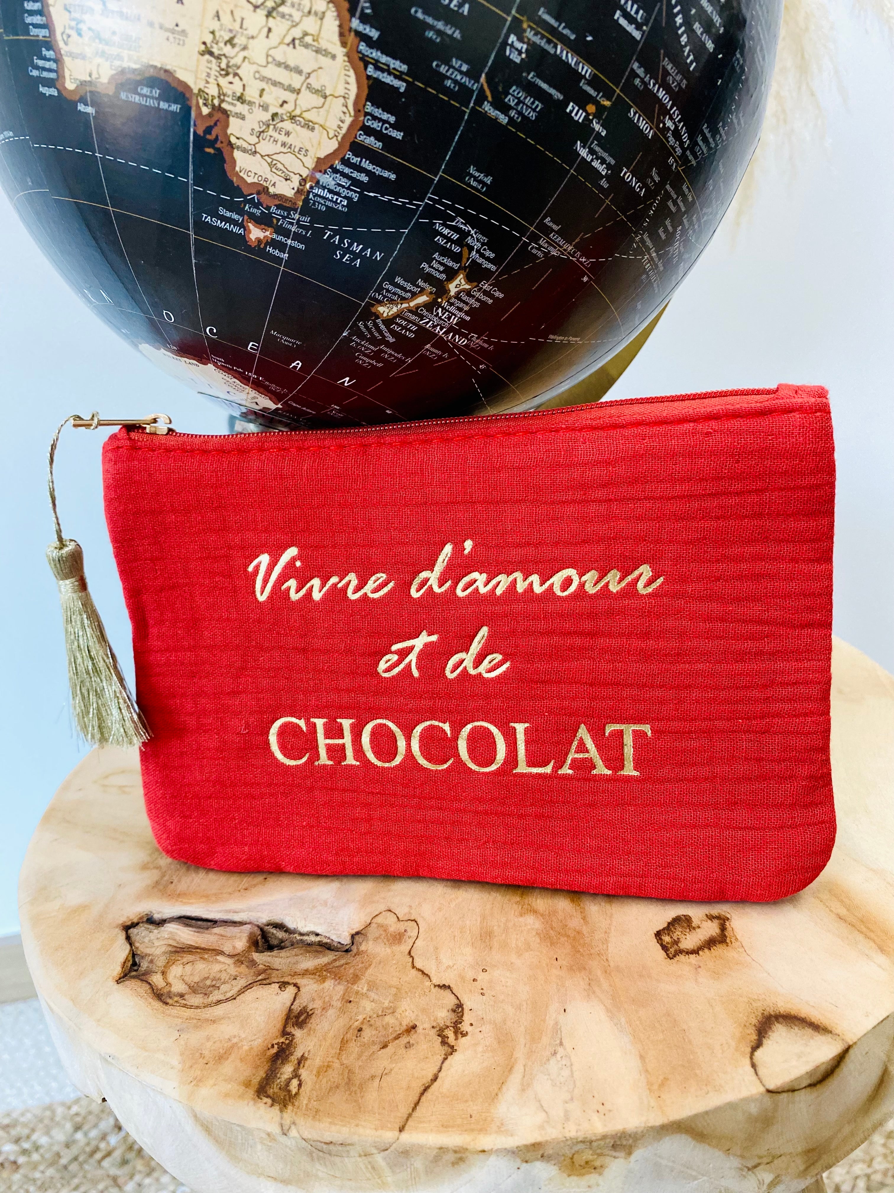 Pochette VIVRE D’AMOUR ET DE CHOCOLAT rouge