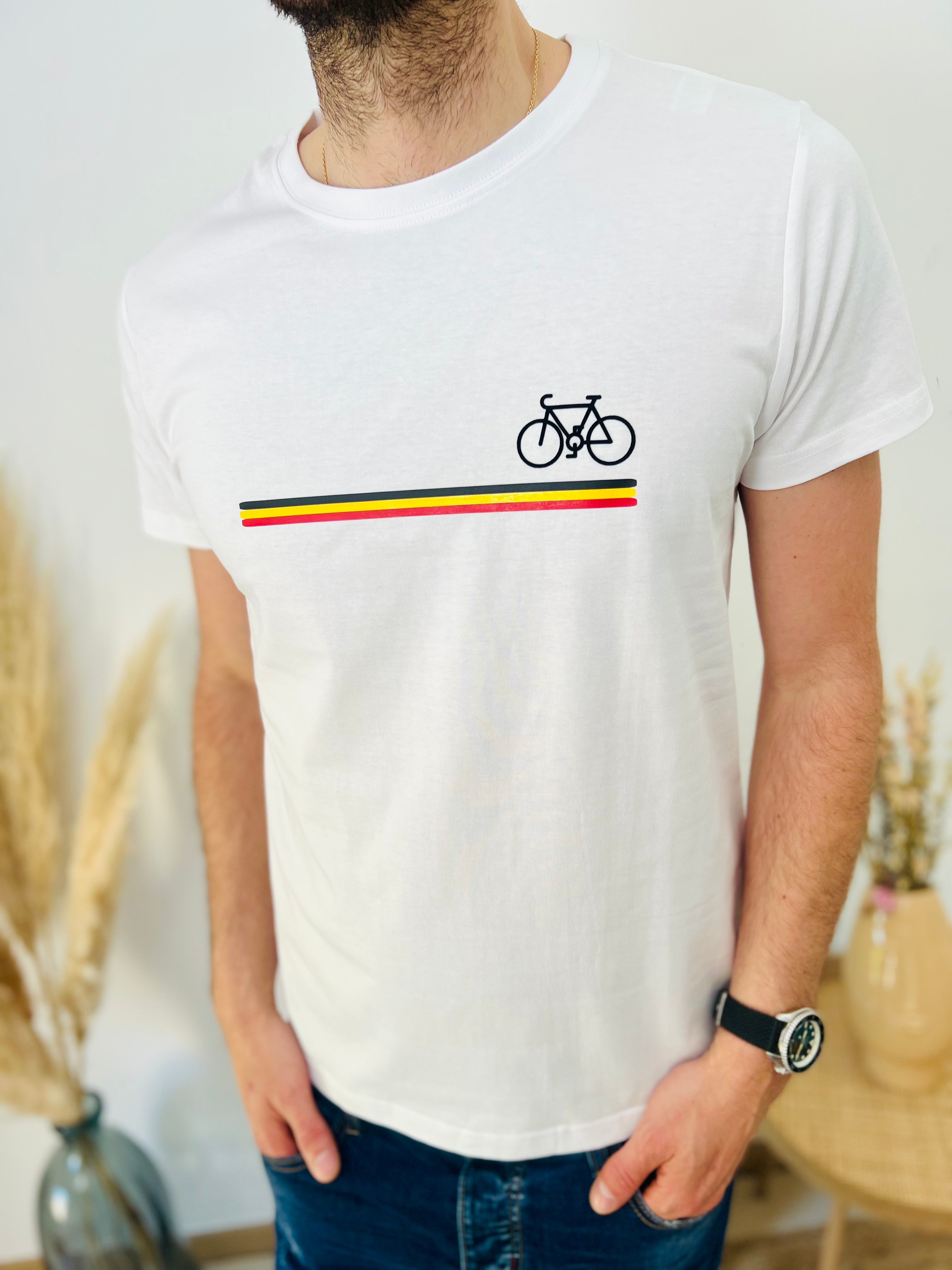 Weißes BIKE-T-Shirt (Belgien/Frankreich)