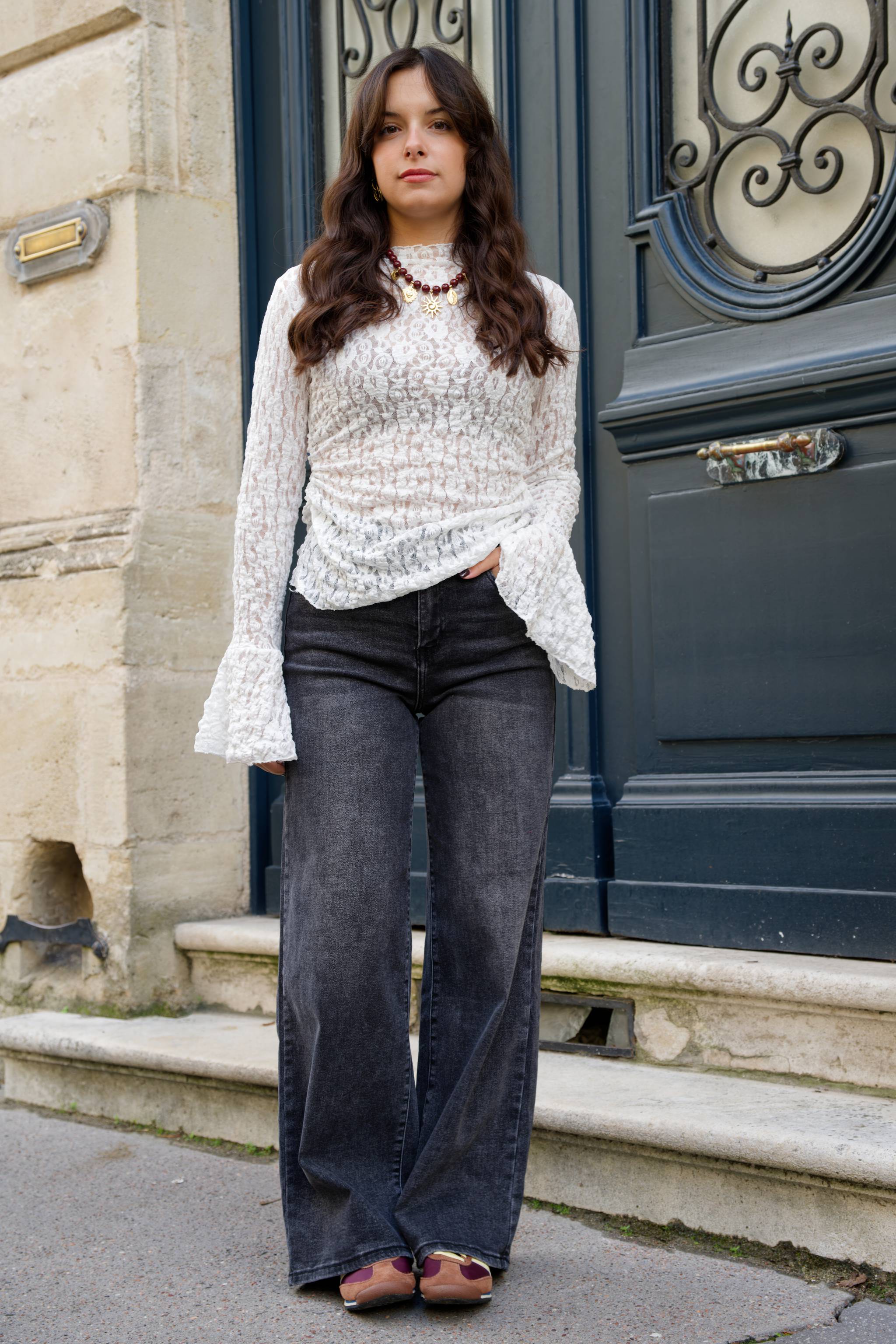 Blouse en dentelle ALBA blanc