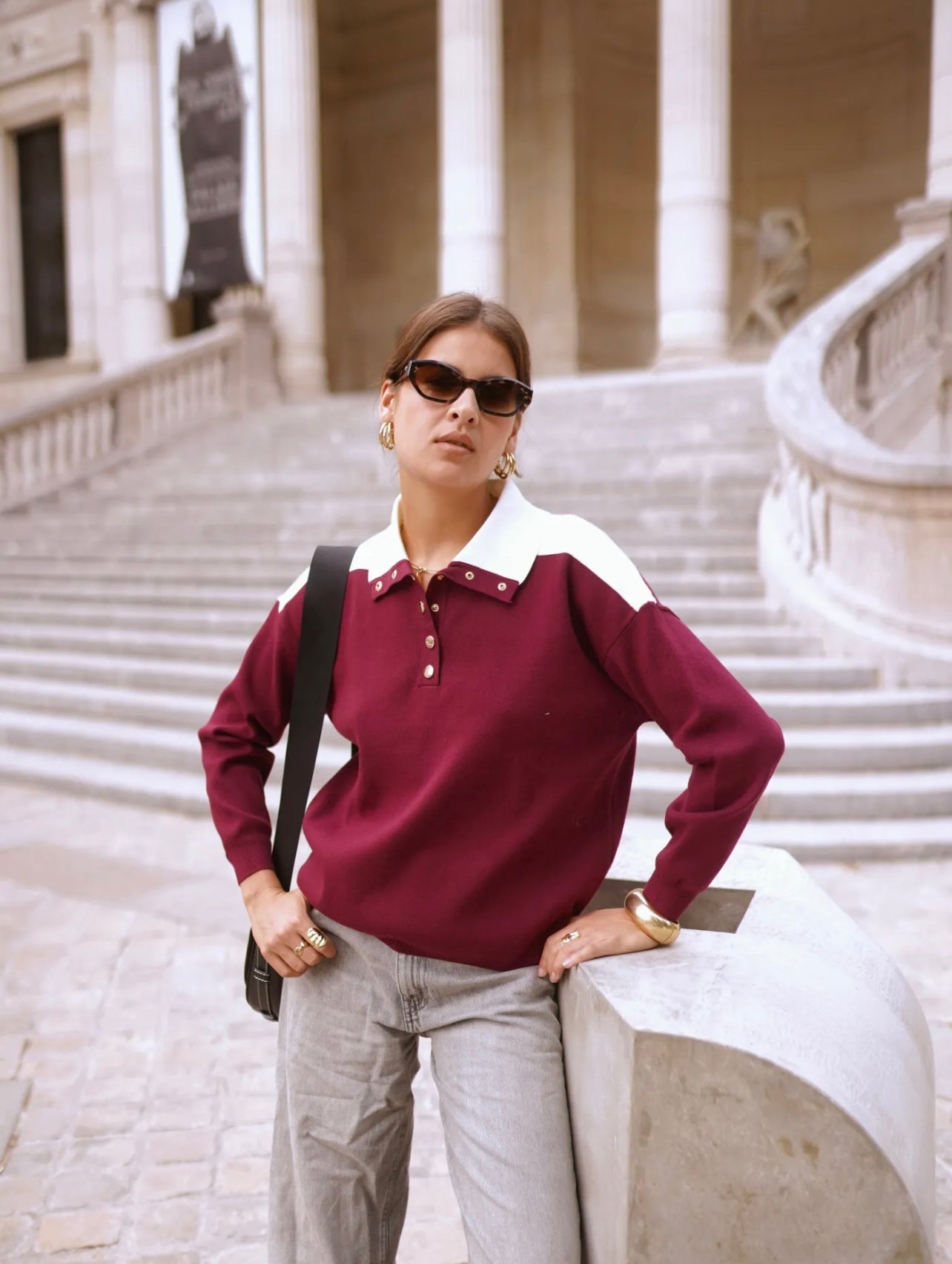 Pull style polo DARCY bordeaux