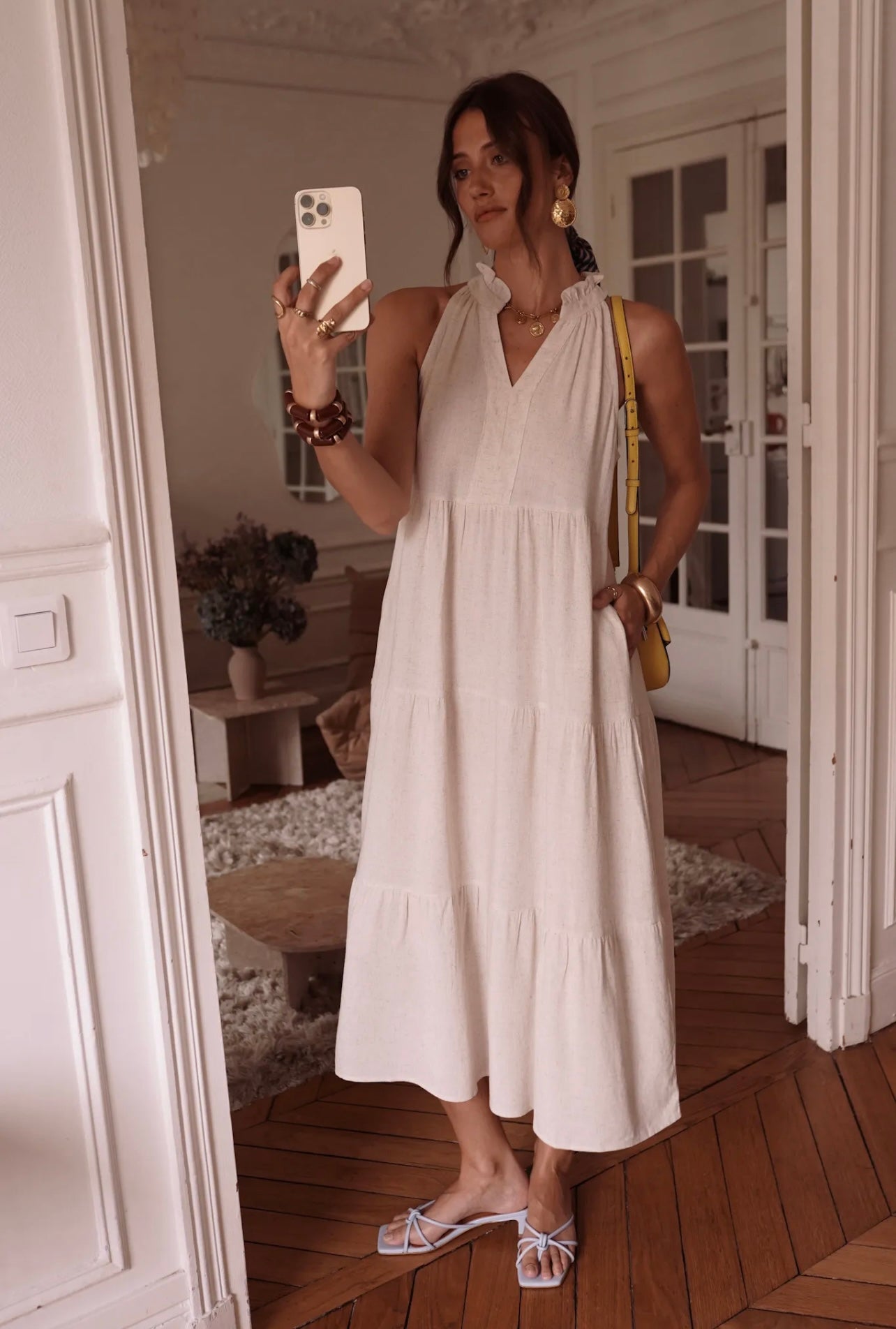 Robe CHANA en lin beige