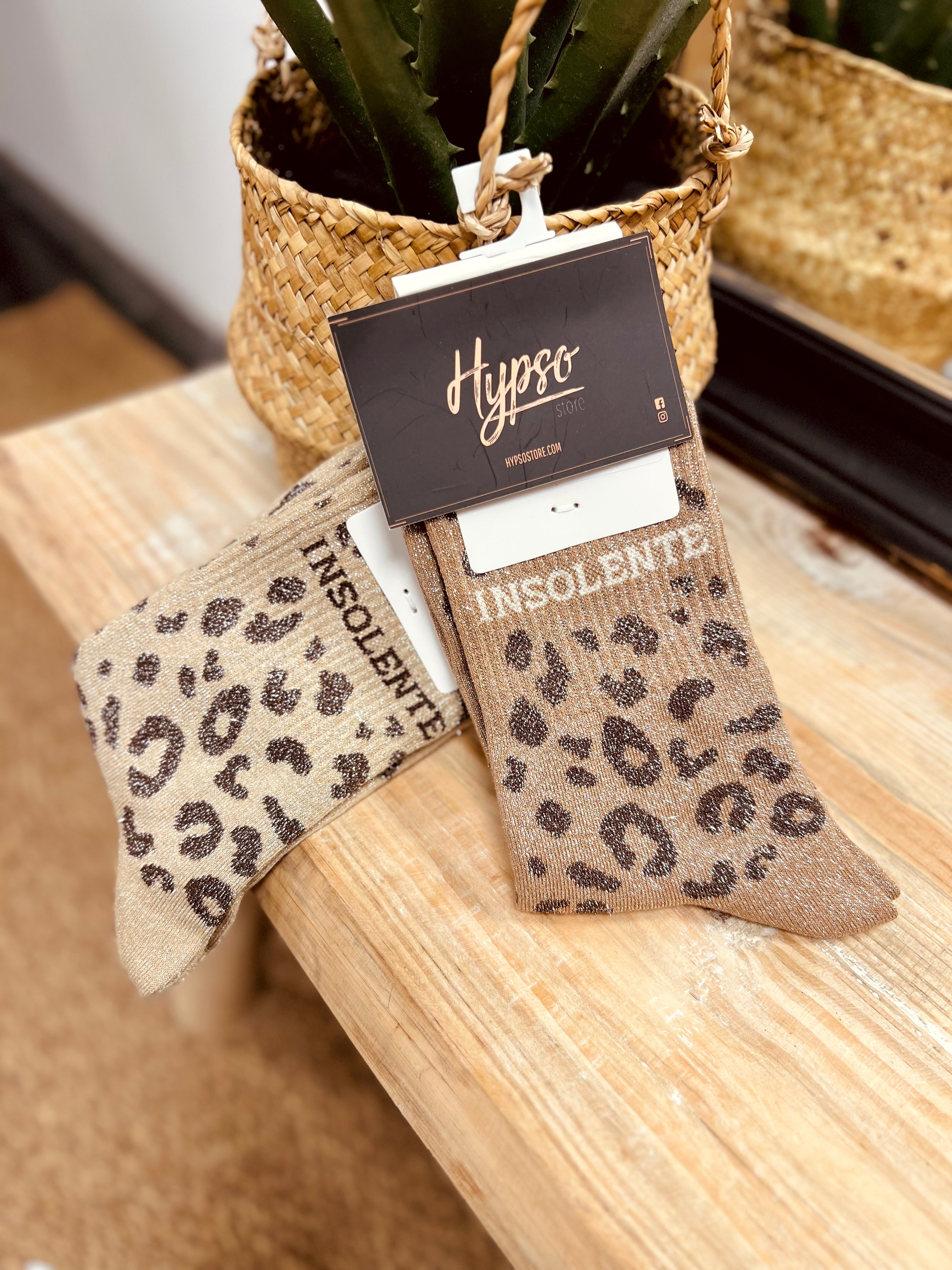 Chaussettes à paillettes INSOLENTE léopard