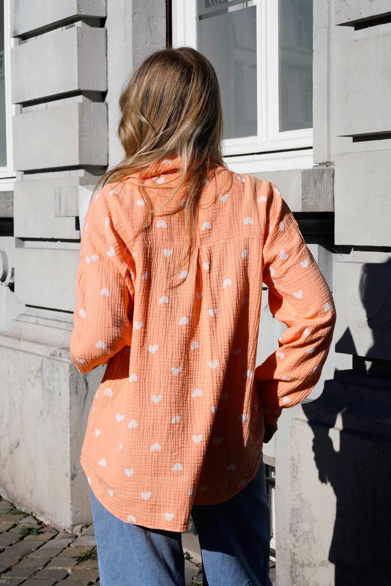 Chemisier en gaze de coton CORAZON orange corail