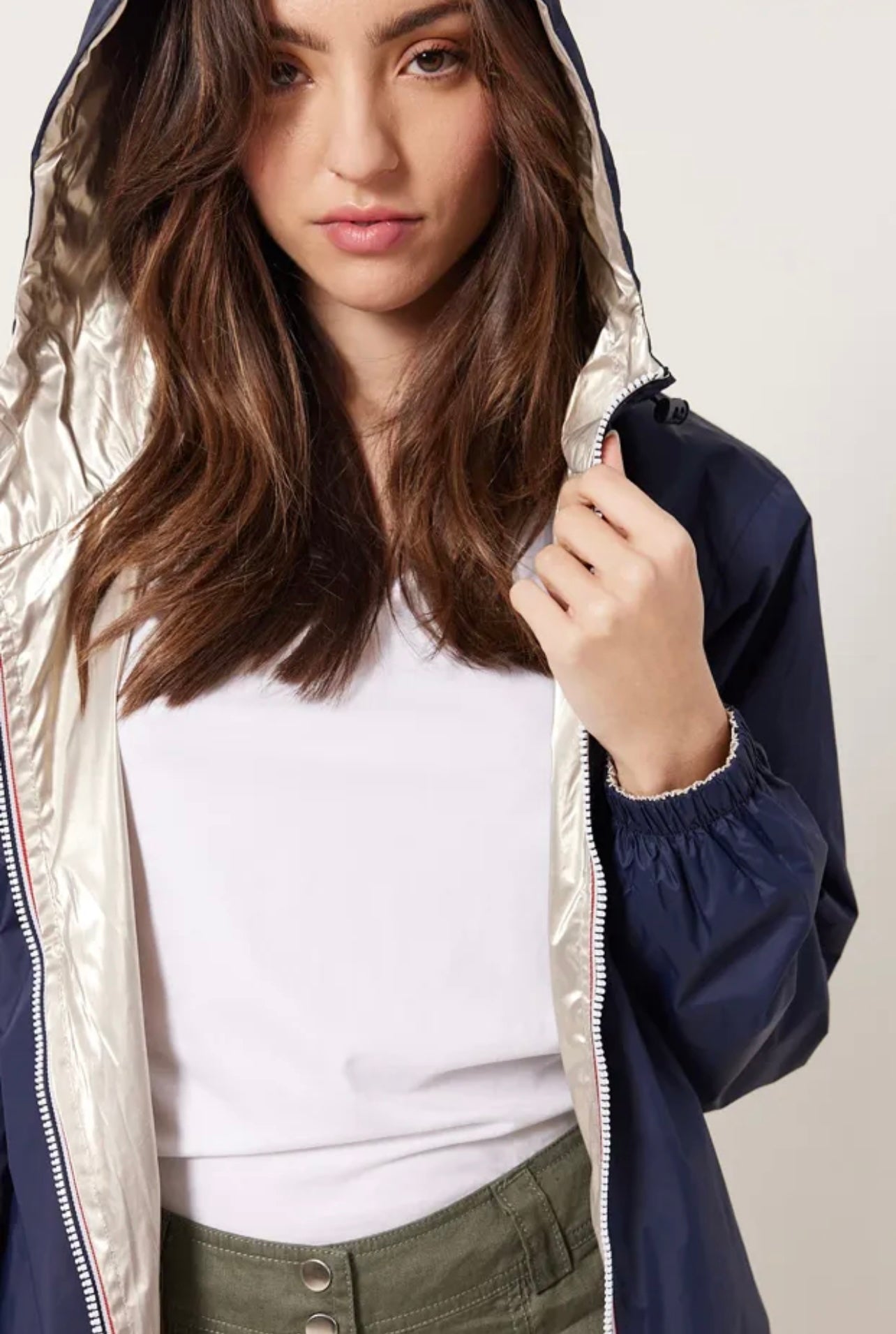 Parka réversible courte AGATA bleu marine