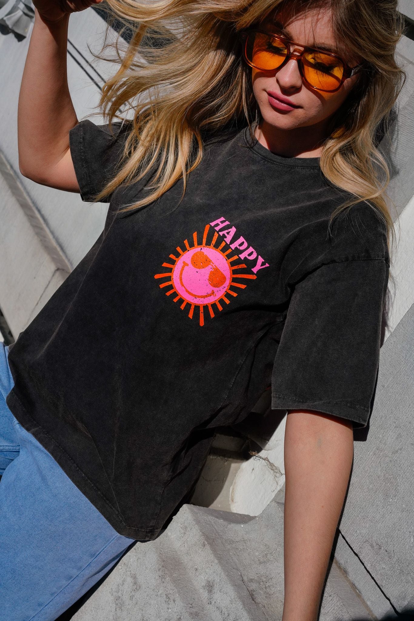 Tee-shirt HAPPY SOLEIL noir used