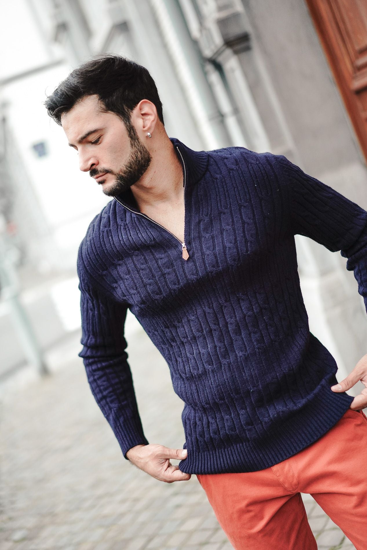 Marineblauer DUFFY-Pullover