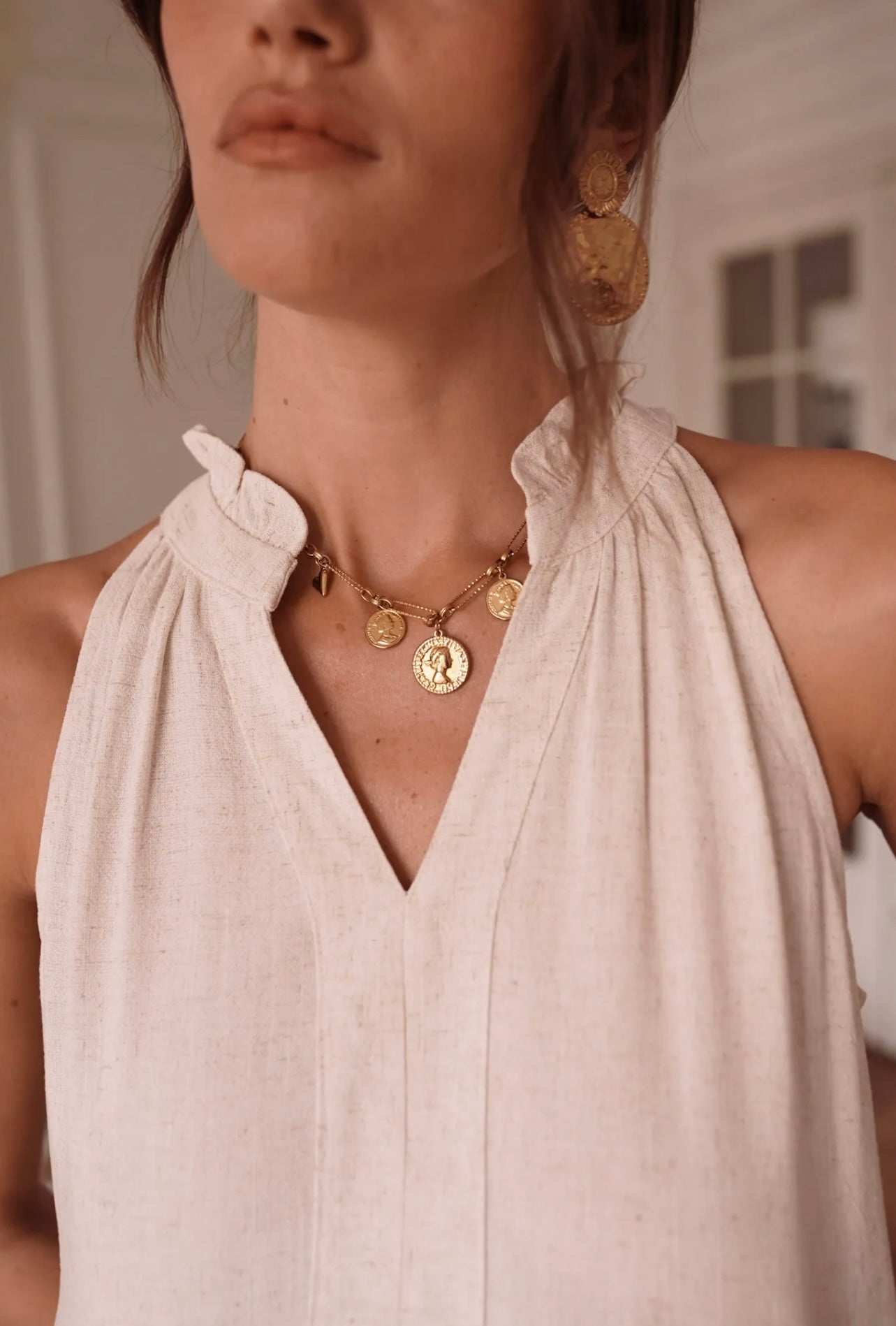 Robe CHANA en lin beige