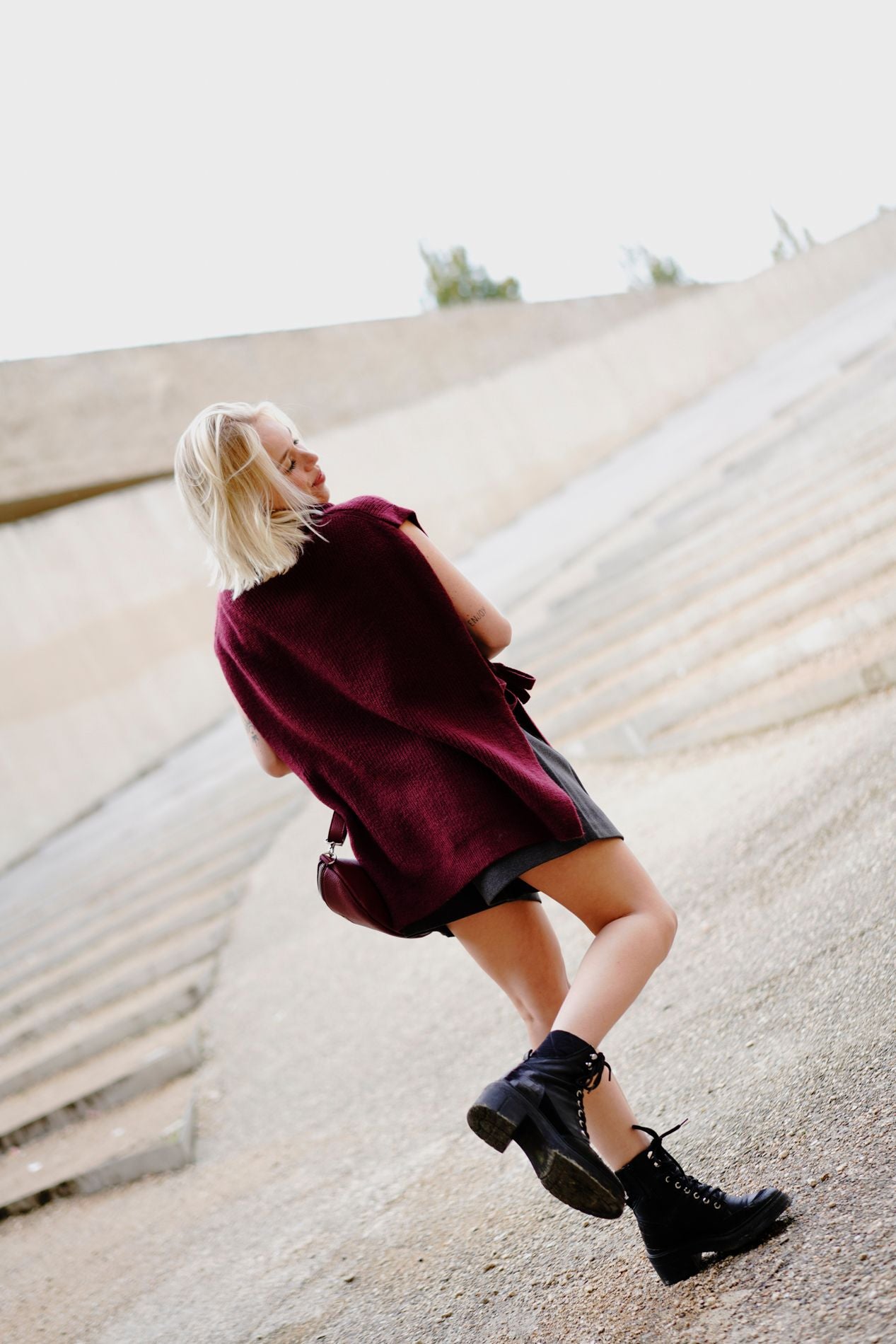 Pull sans manches SERENA bordeaux