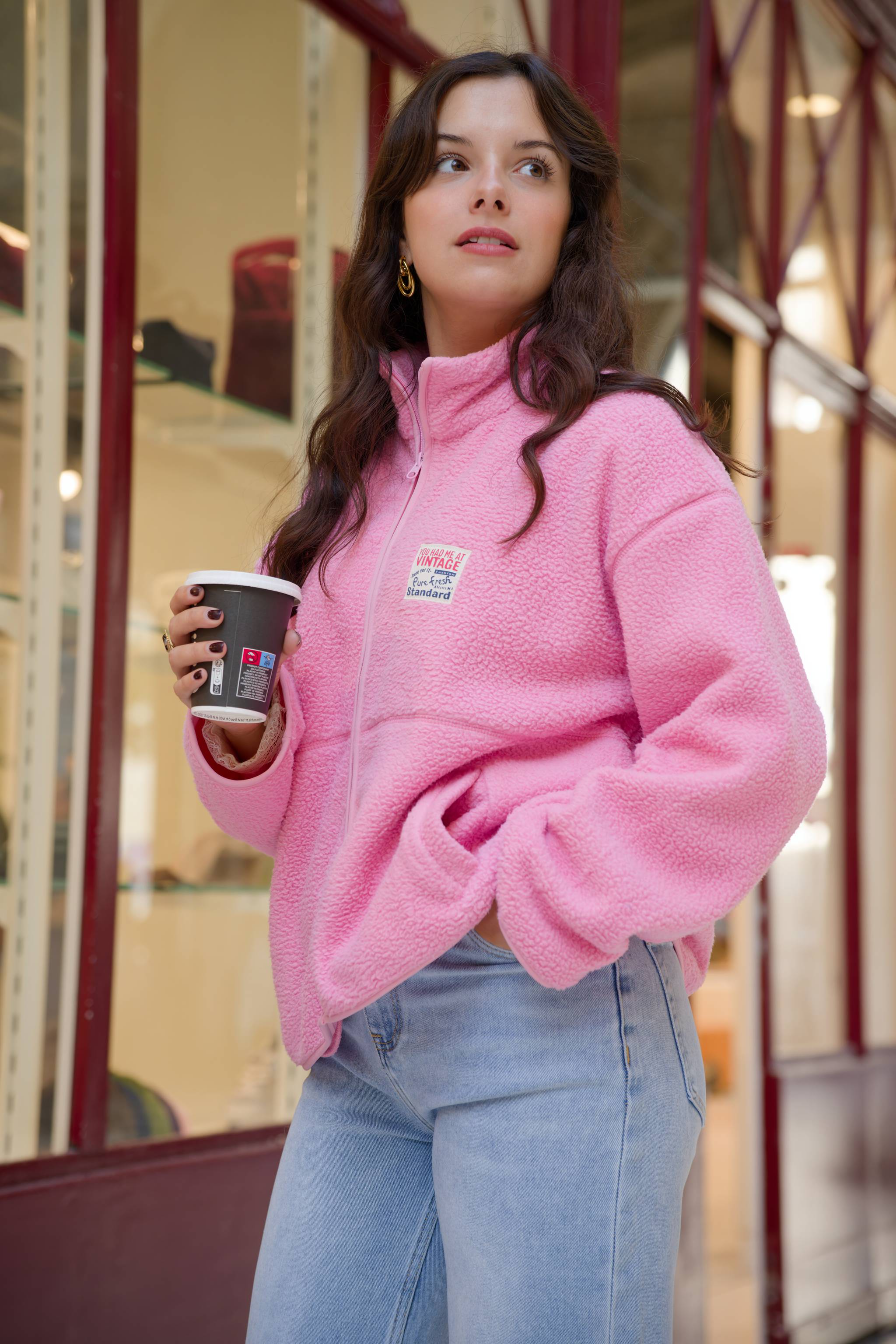 Veste bouclette JIMMY rose