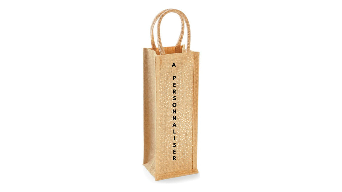 Porte-bouteille en toile de jute personnalisable