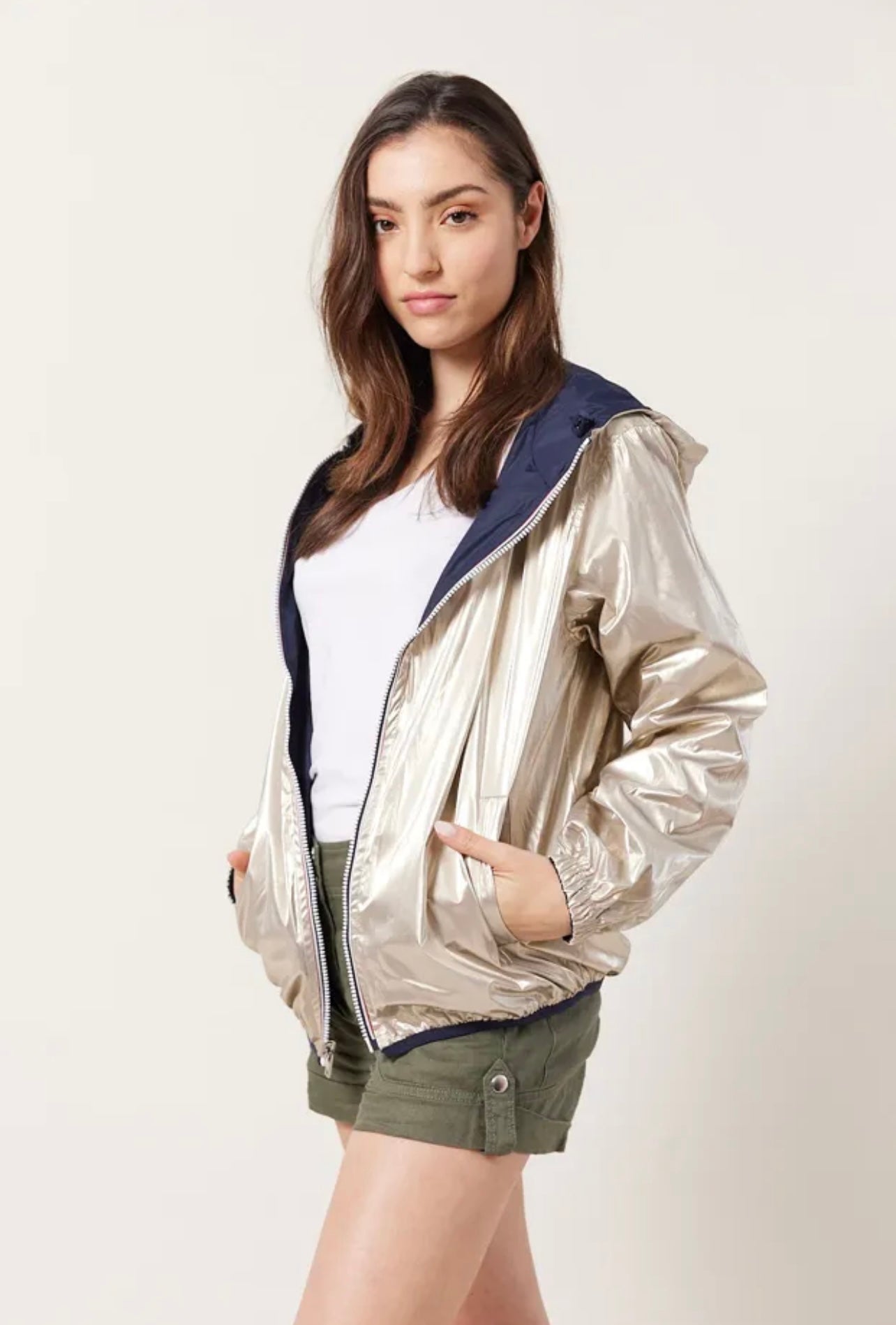 Parka réversible courte AGATA bleu marine