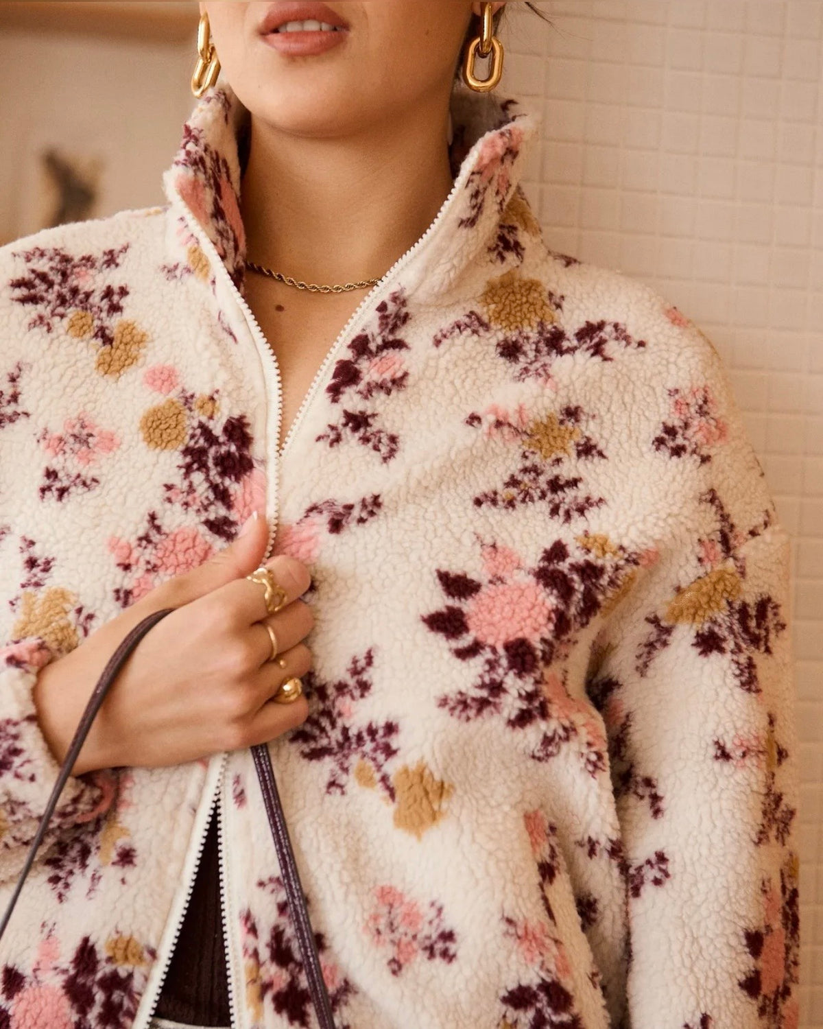 Veste bouclette SOYA imprimé fleuri