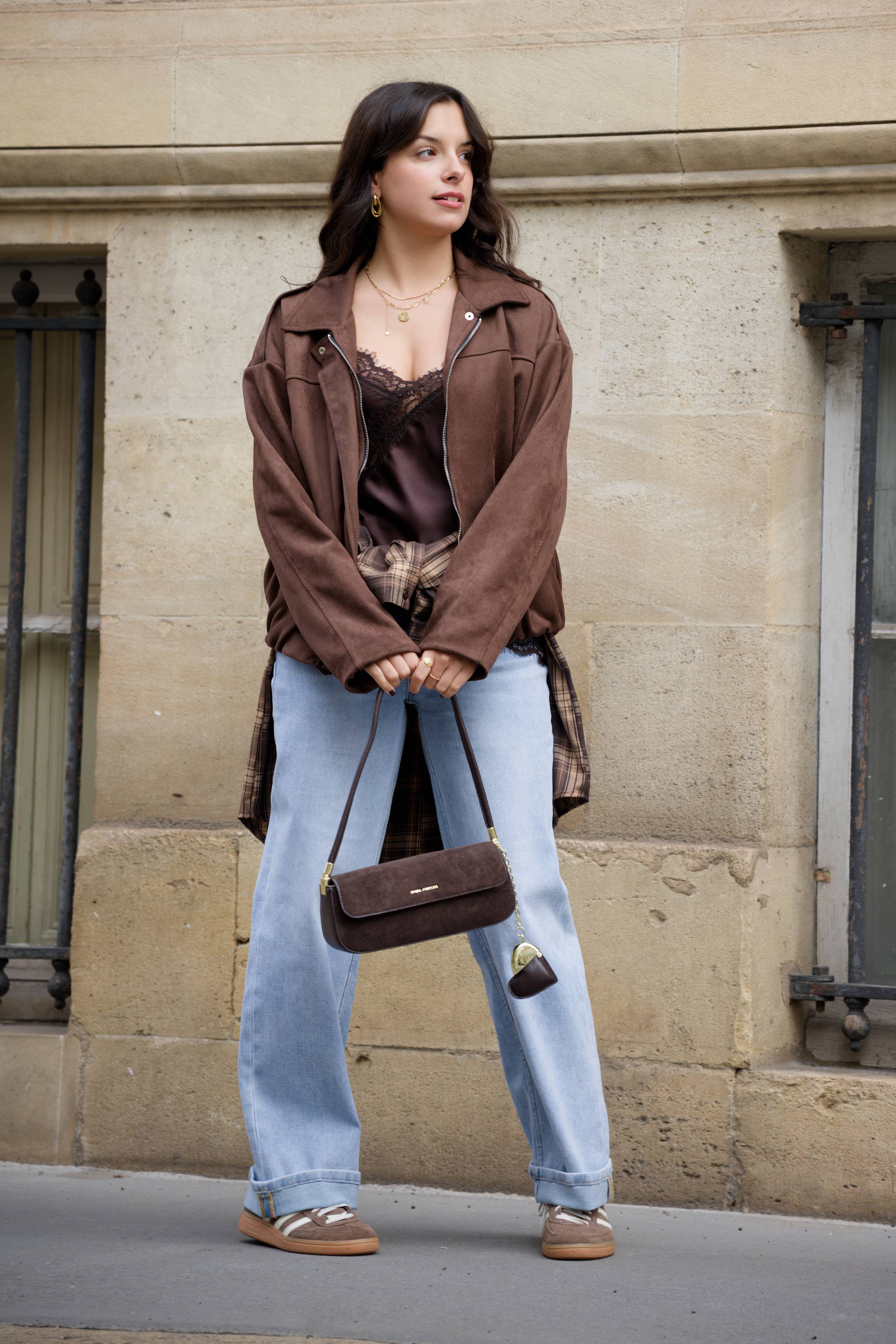 Chemise à carreaux AMBER marron