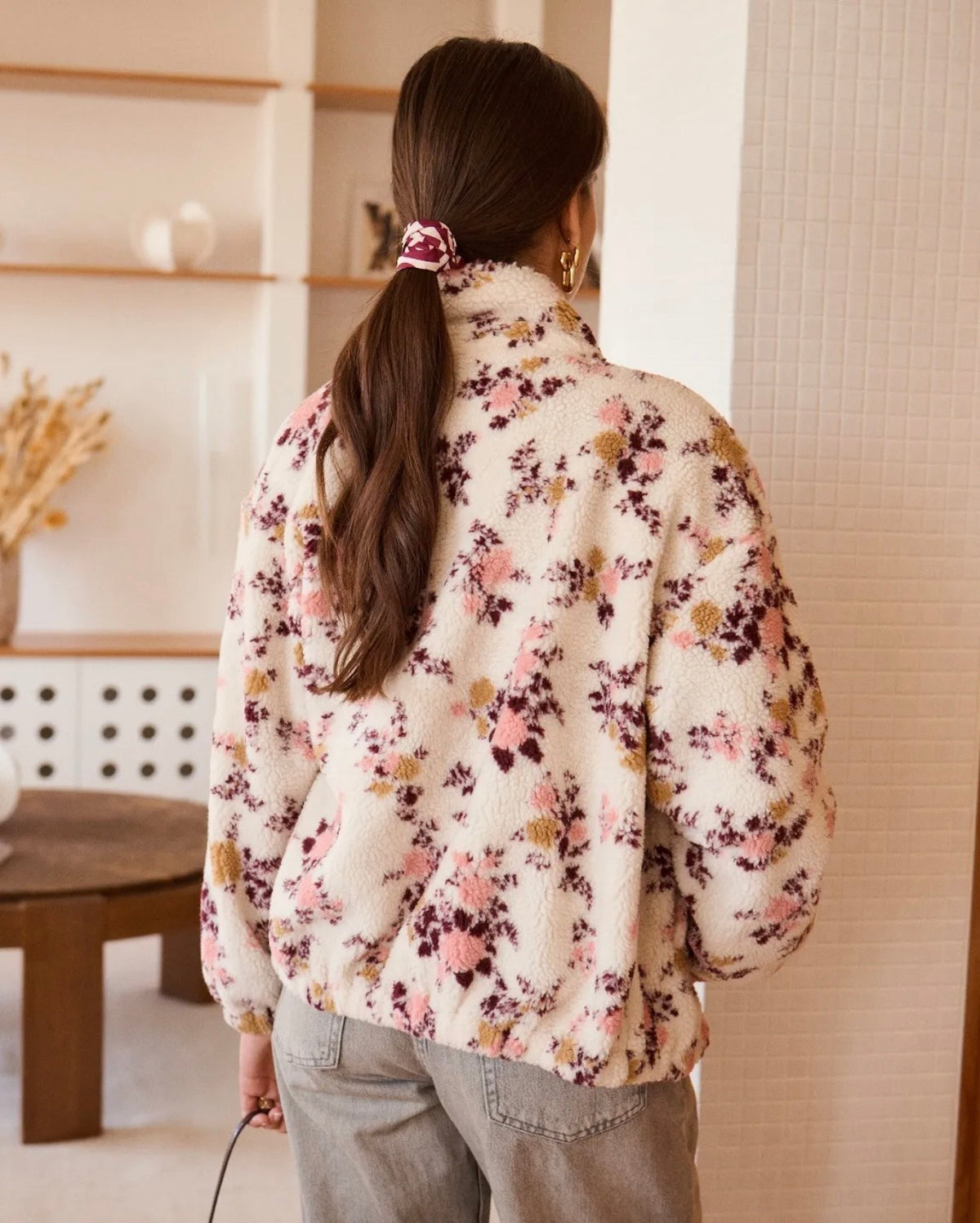 Veste bouclette SOYA imprimé fleuri