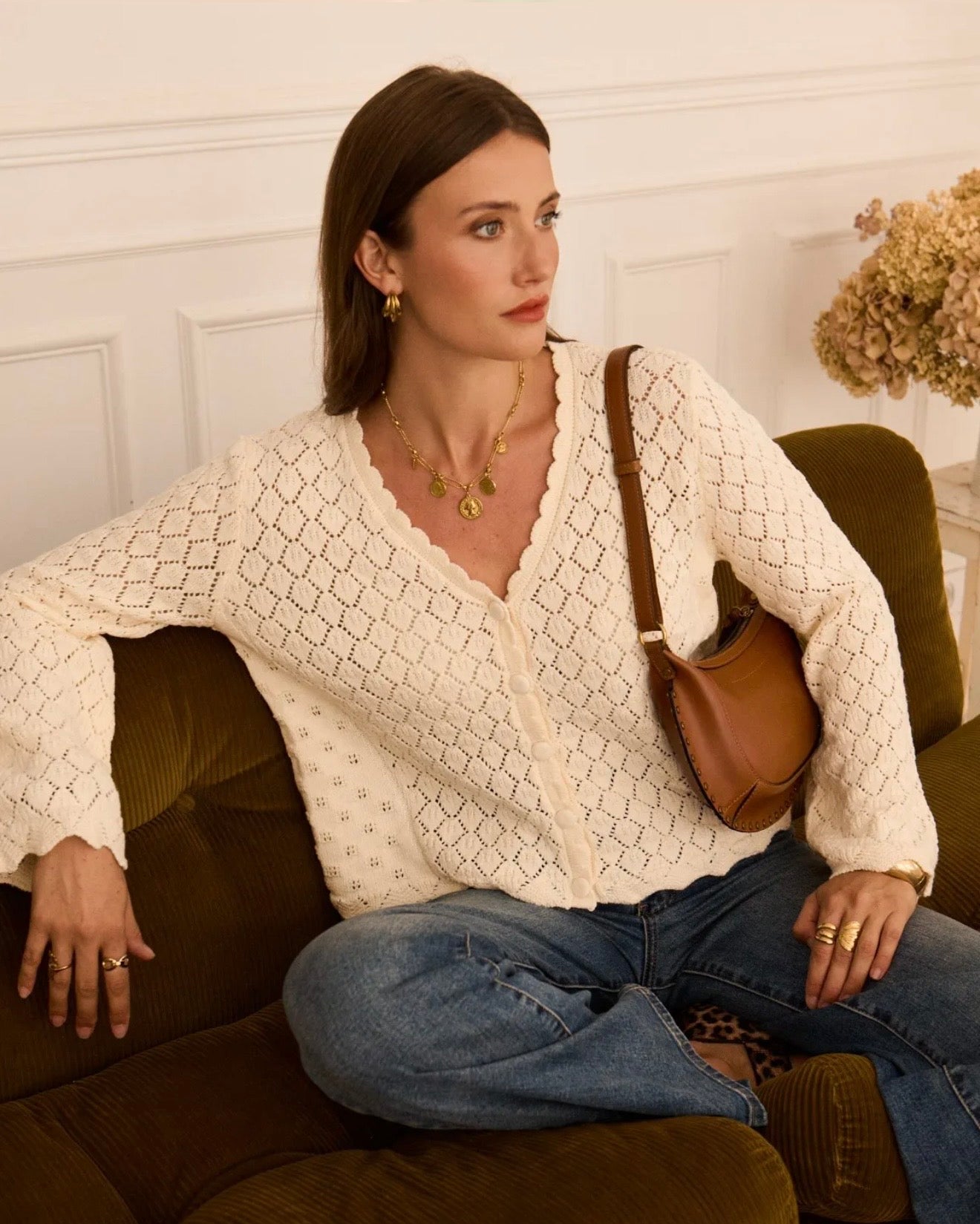 Gilet en crochet AXELIA beige