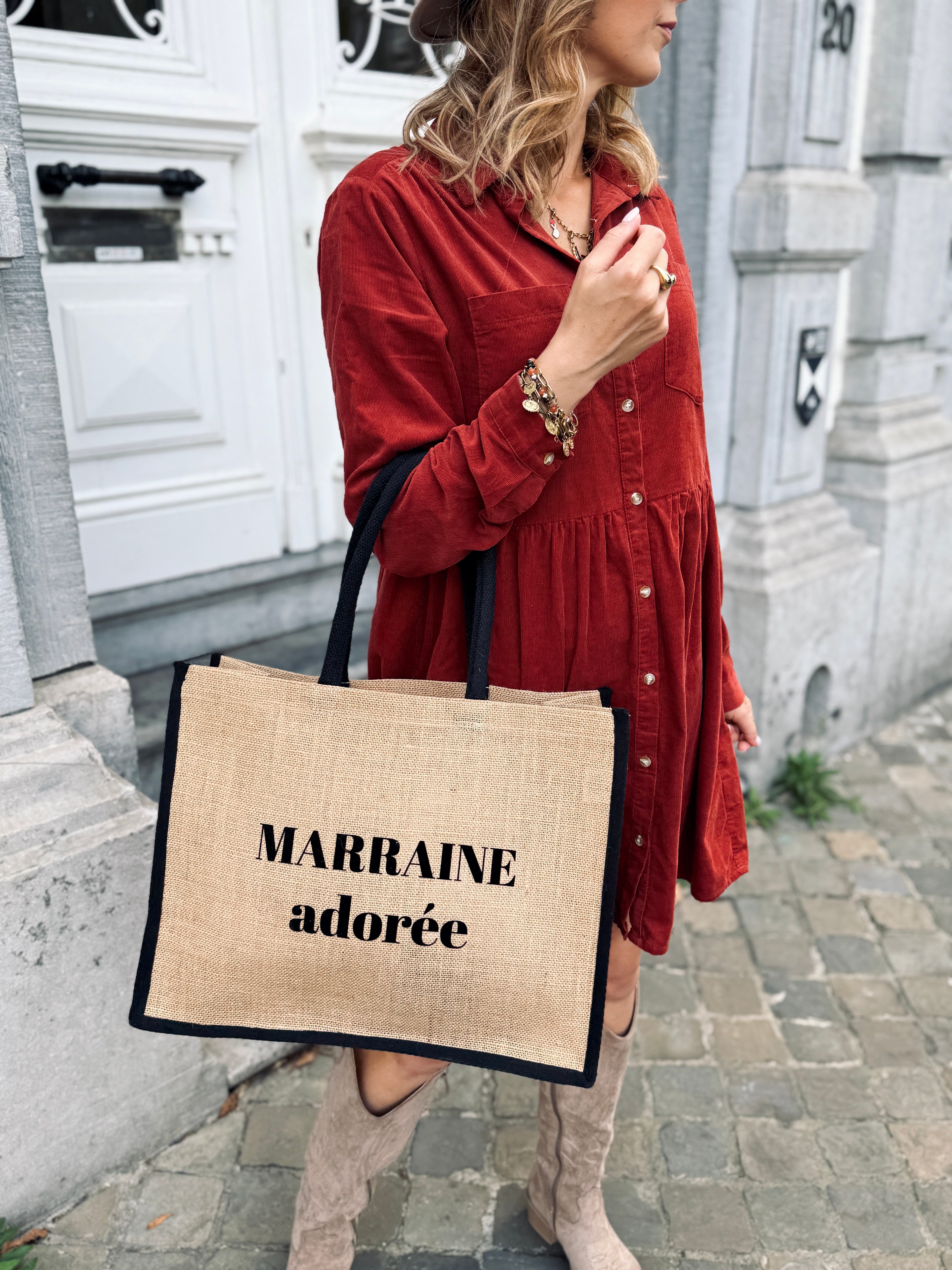 Cabas en toile de jute MARRAINE ADORÉE