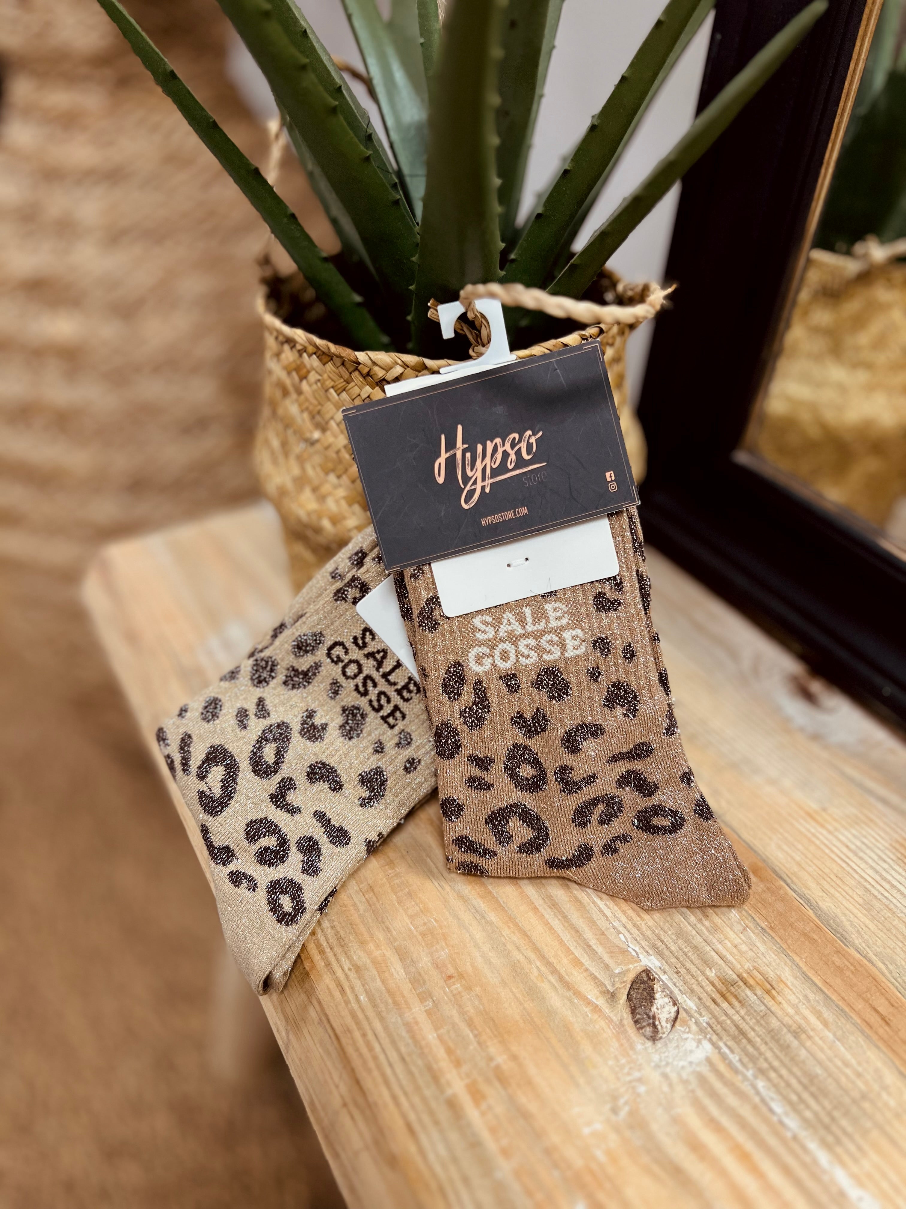 Chaussettes à paillettes SALE GOSSE léopard