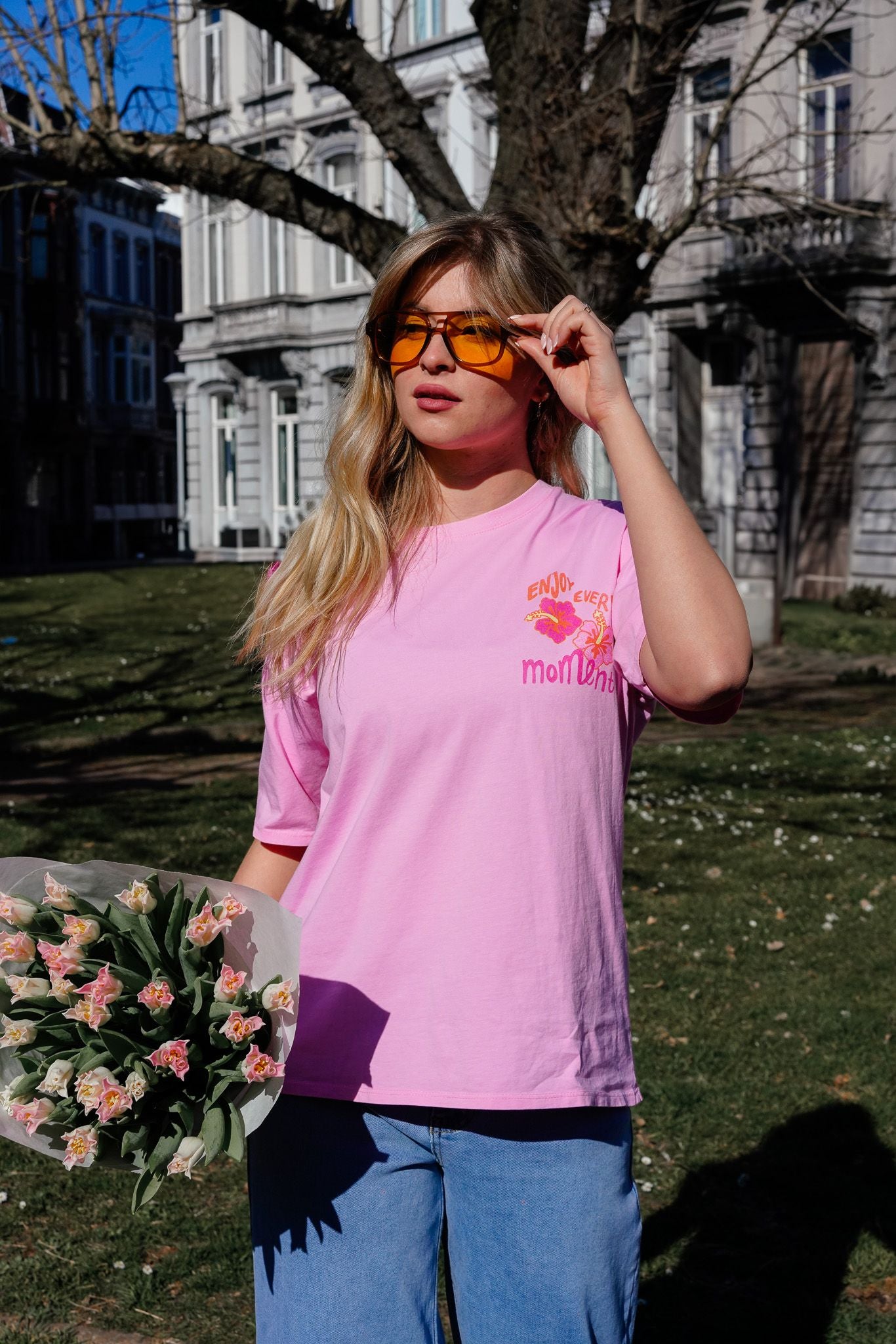 Tee-shirt ENJOY EVERY MOMENT rose