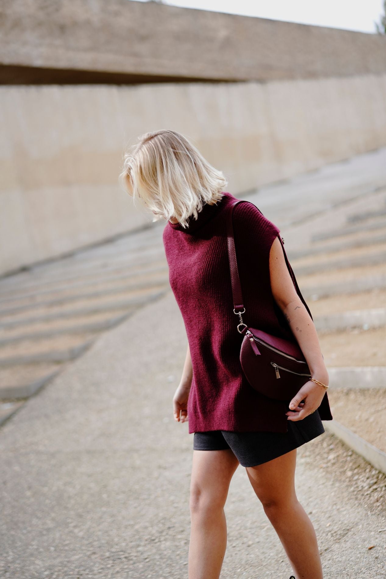 Pull sans manches SERENA bordeaux