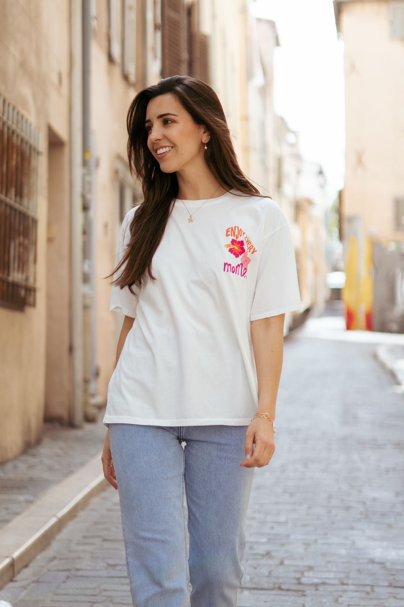 Tee-shirt ENJOY EVERY MOMENT blanc