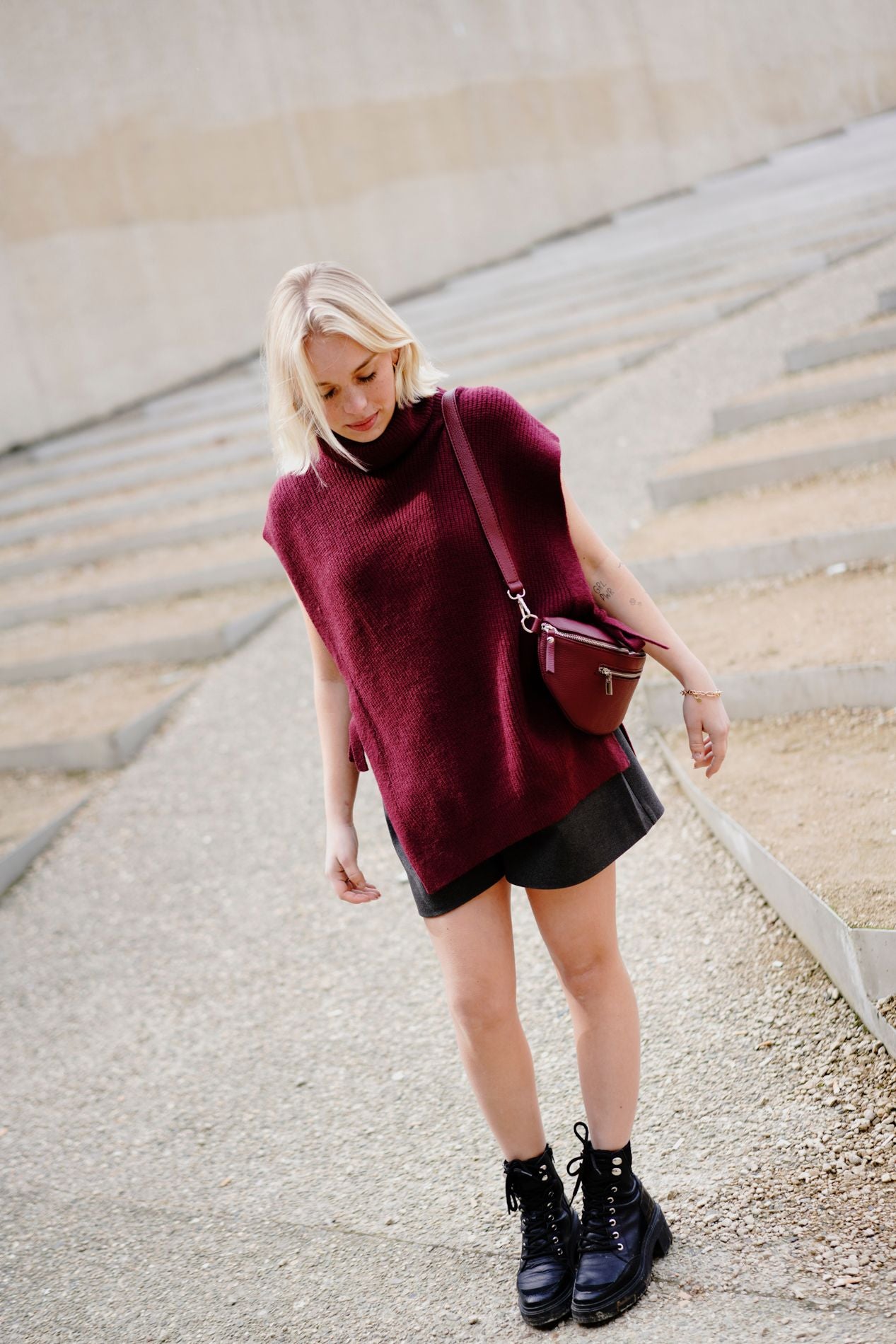 Pull sans manches SERENA bordeaux