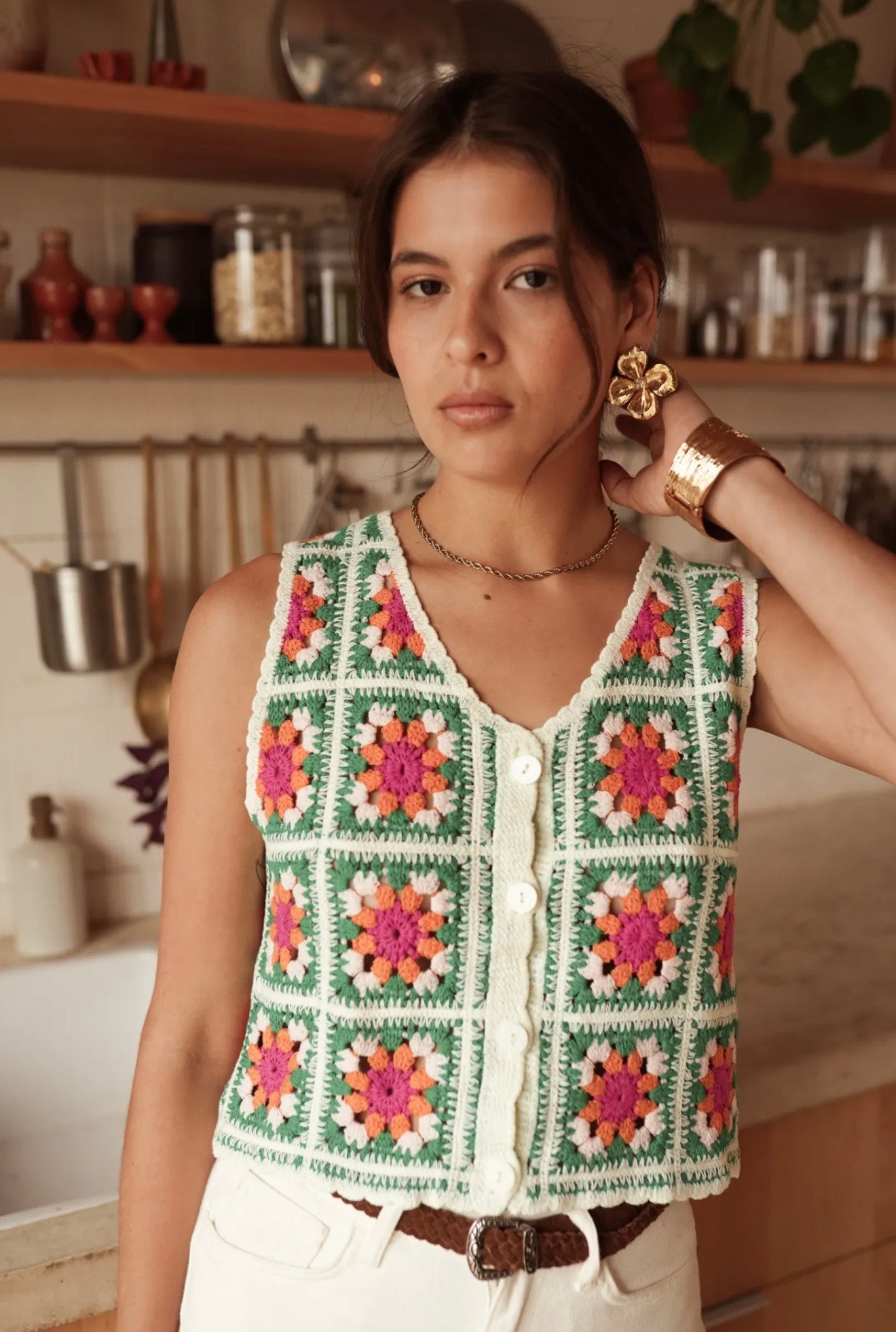 Top en crochet JOSEPHA vert