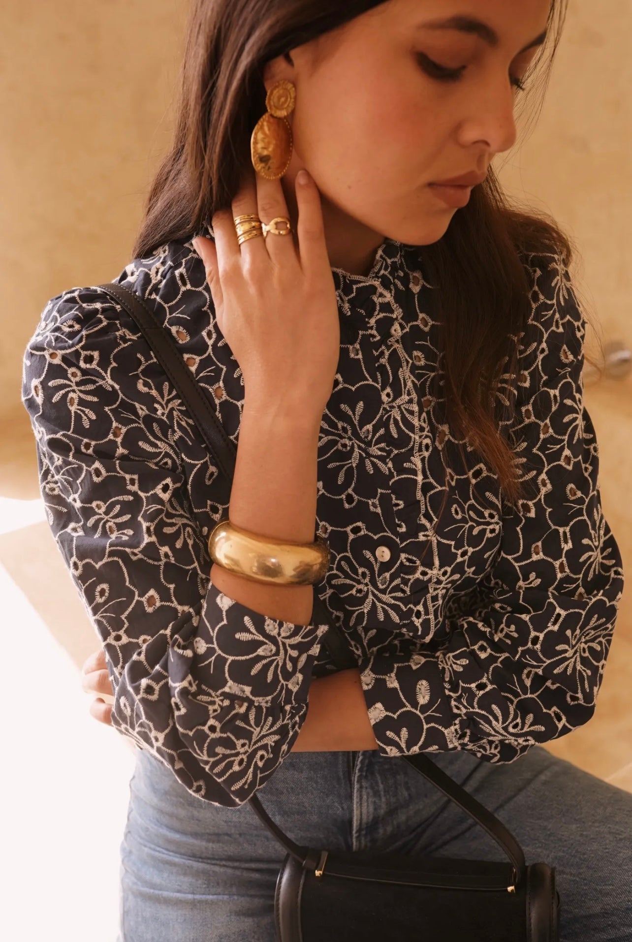 Blouse à boutons LEONIE bleu marine