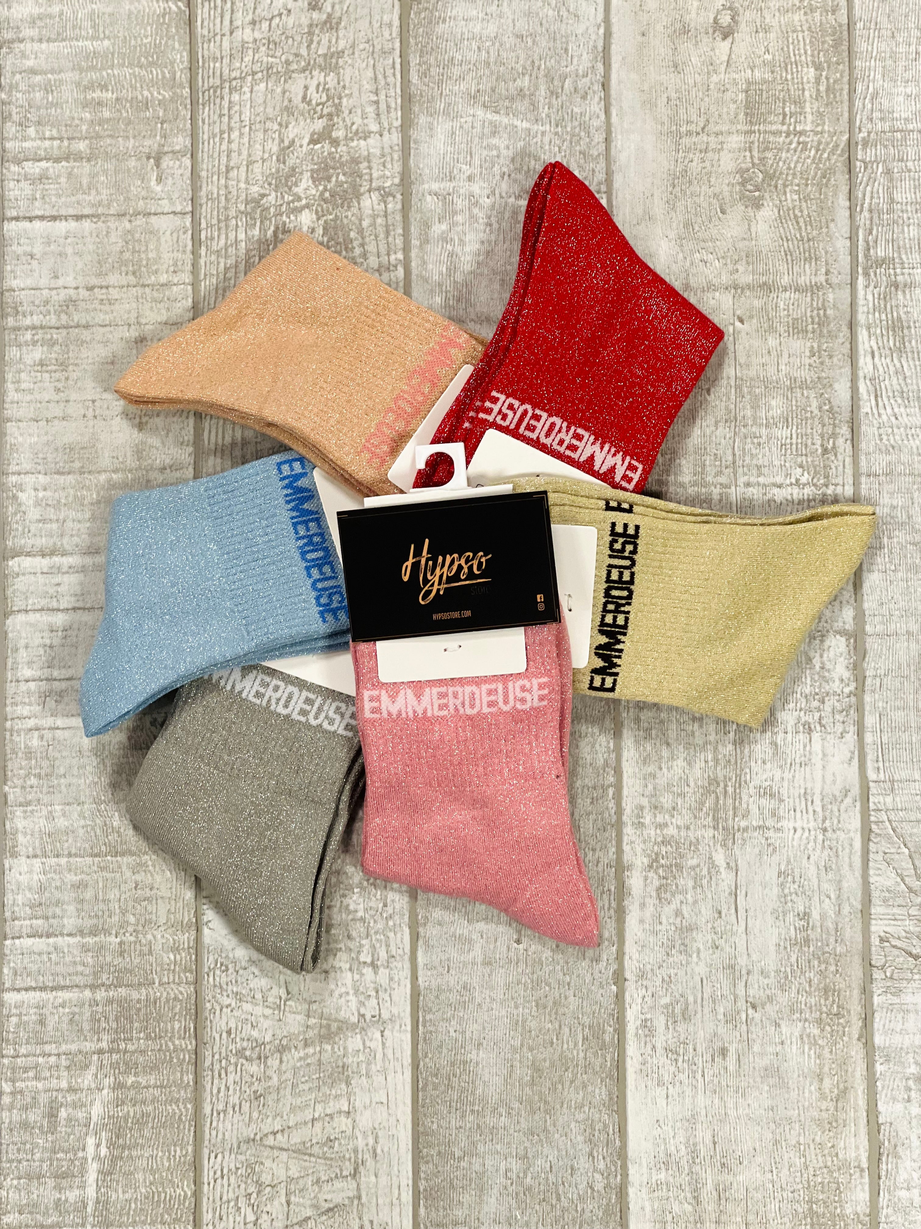 Chaussettes à paillettes EMMERDEUSE