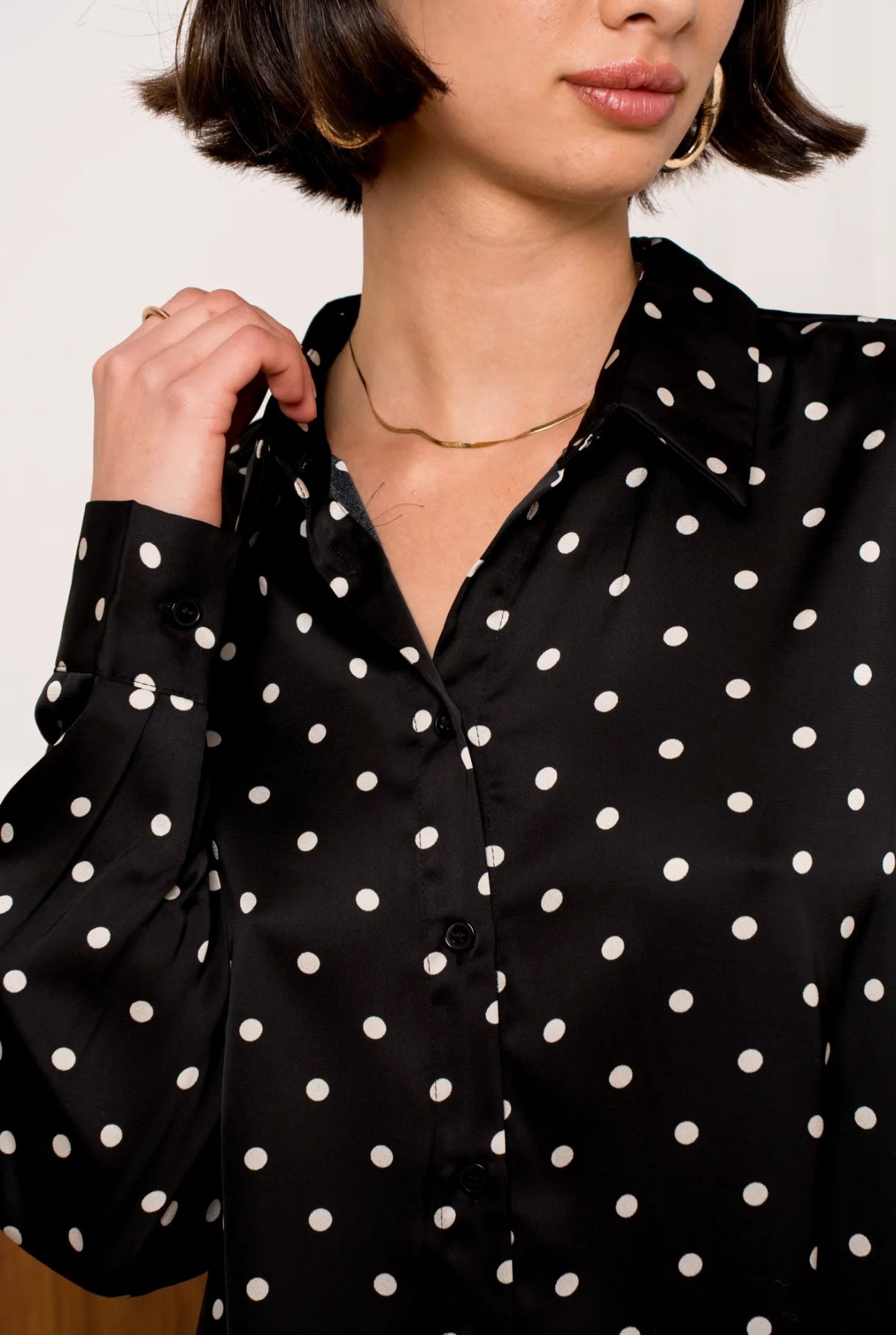 Chemisier à pois YOLAN noir et blanc