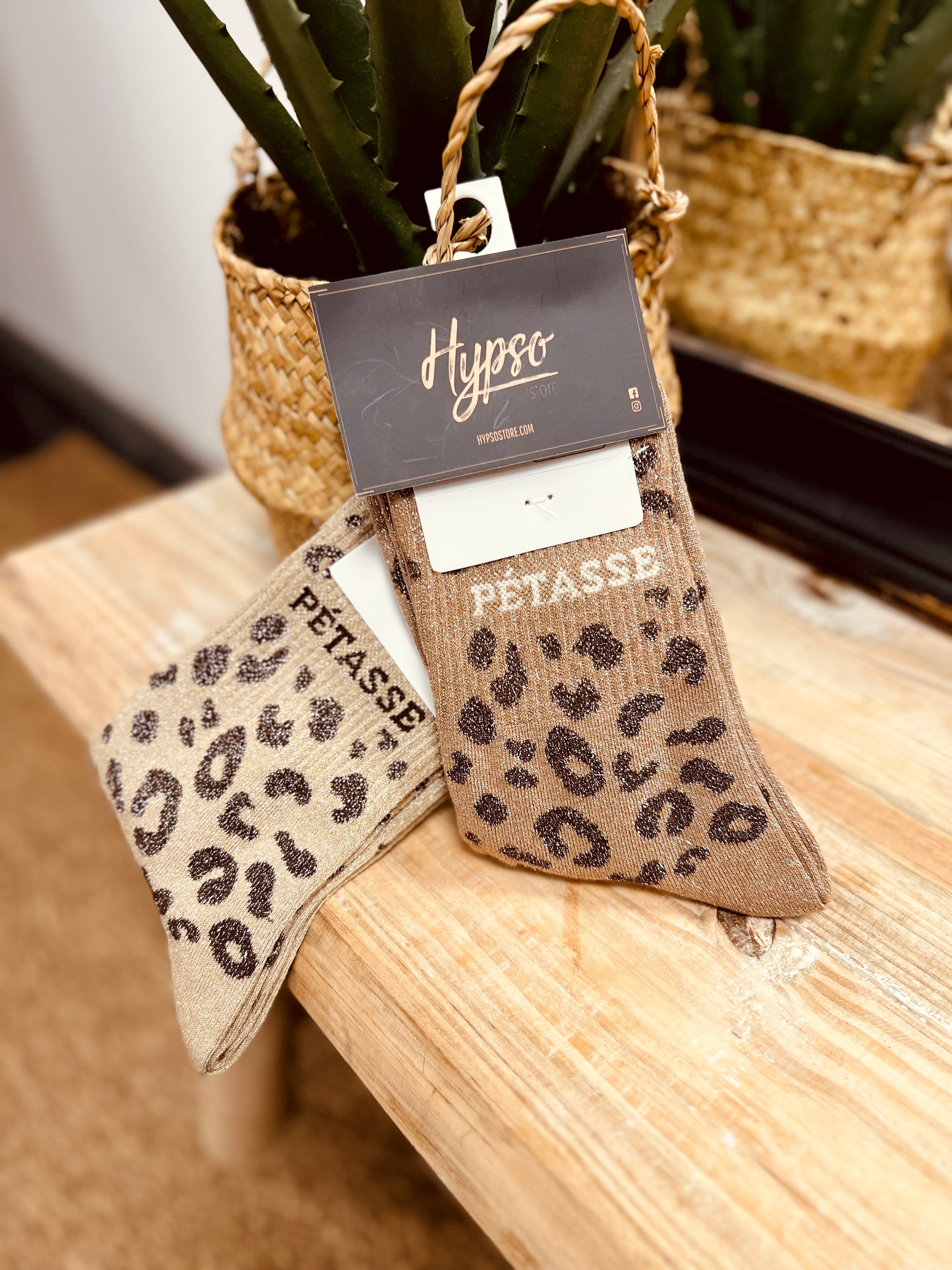 Chaussettes à paillettes PETASSE léopard