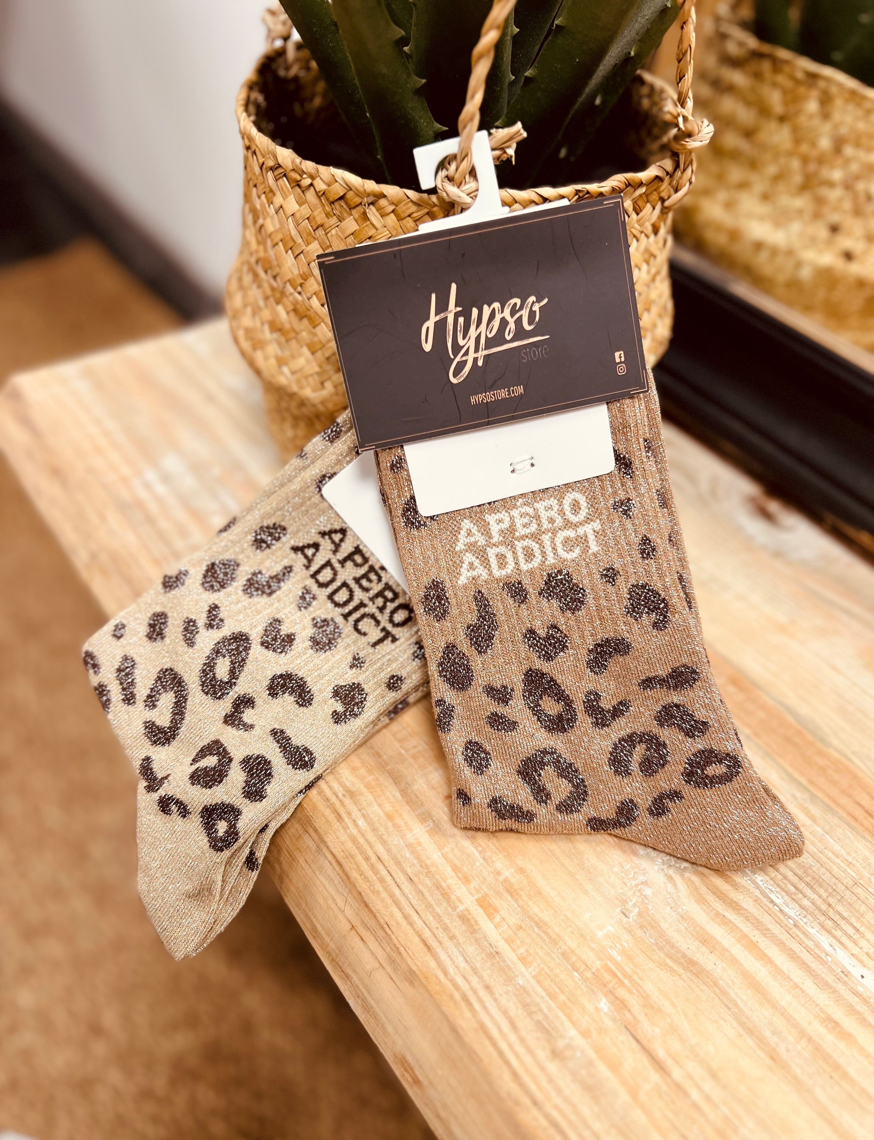 Chaussettes à paillettes APERO ADDICT léopard