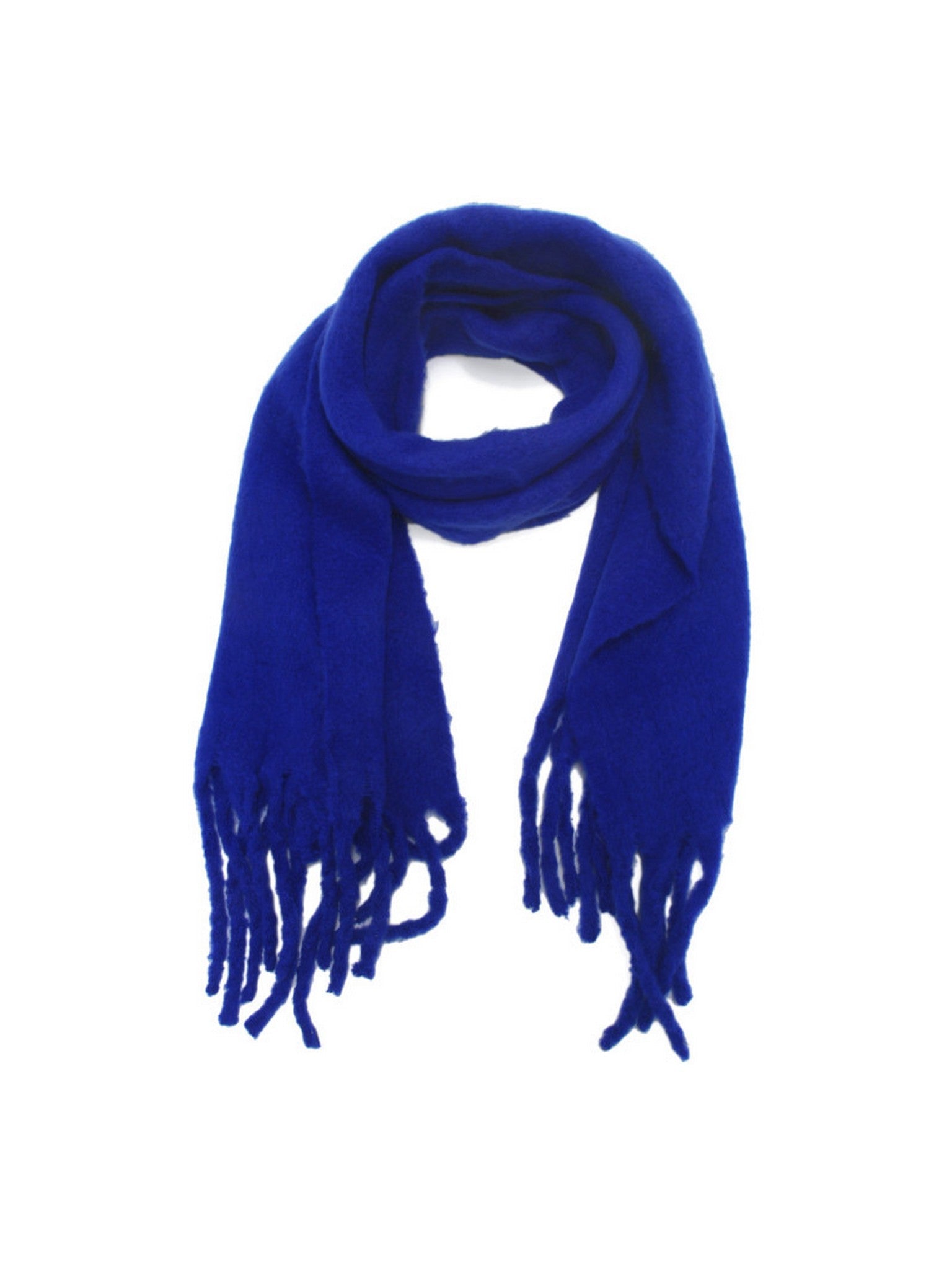 Écharpe recyclée bleu roi avec franges